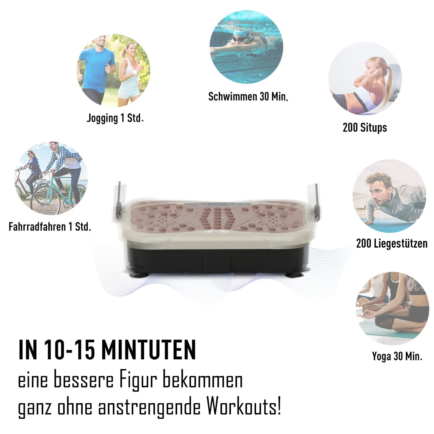 Vibrationsplatta Fitness Trainer med LED-skärm och band