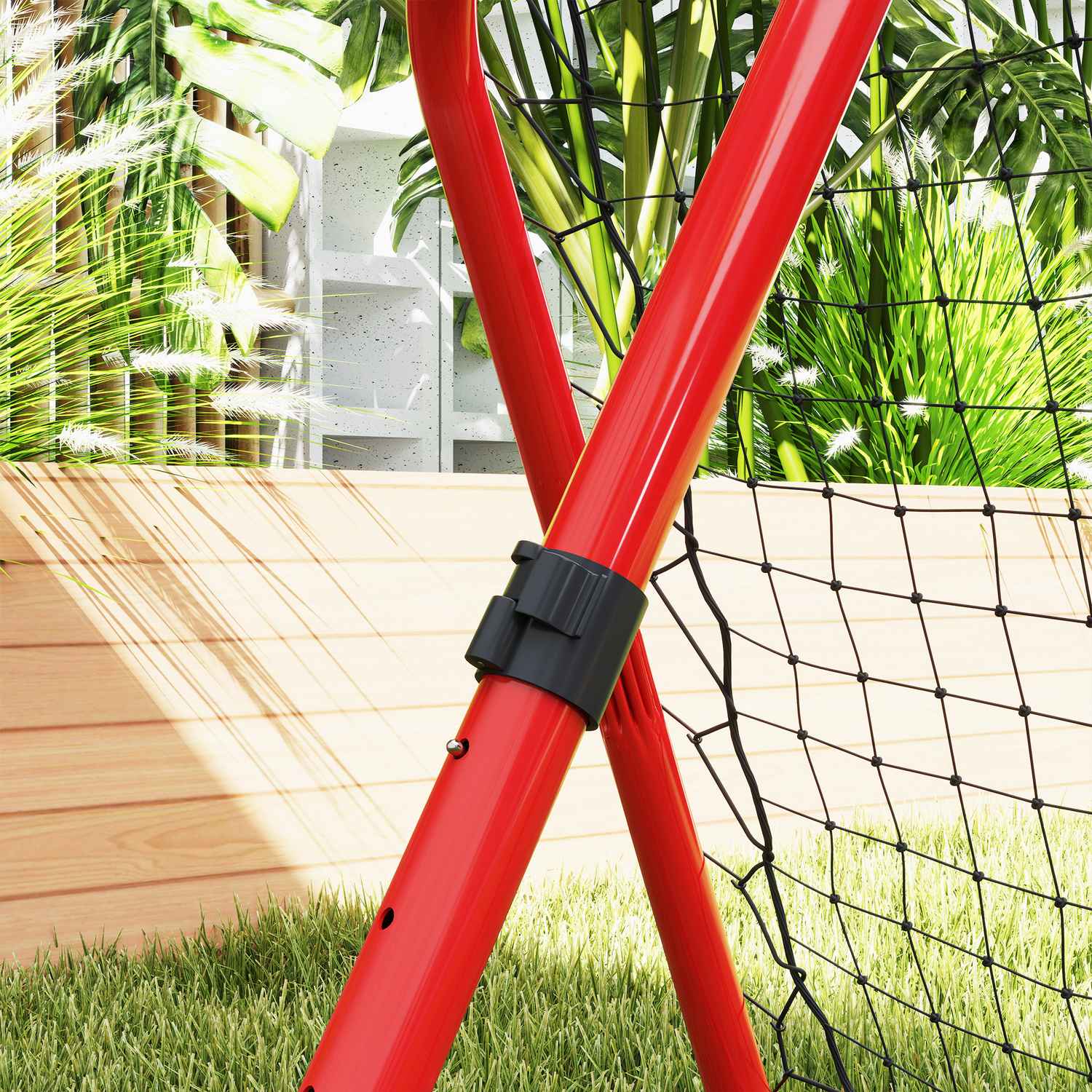 Vikbar fotbollsrebounder – röd, metall, 63 x 63 cm