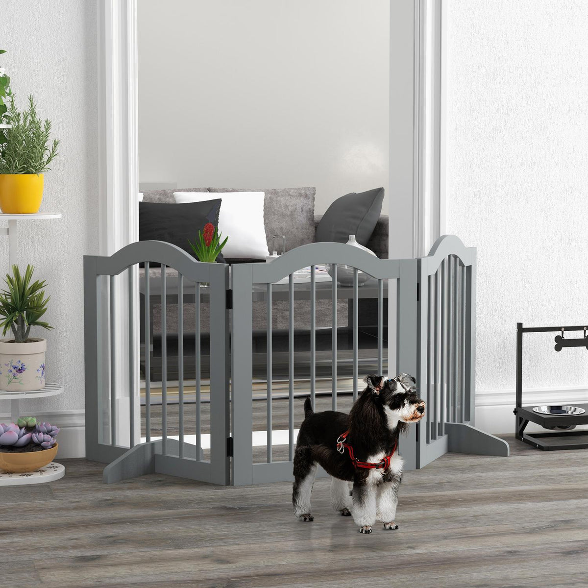 Foldbar hundesperreport, 3-delt, lysegrå, 154,5 x 61 cm