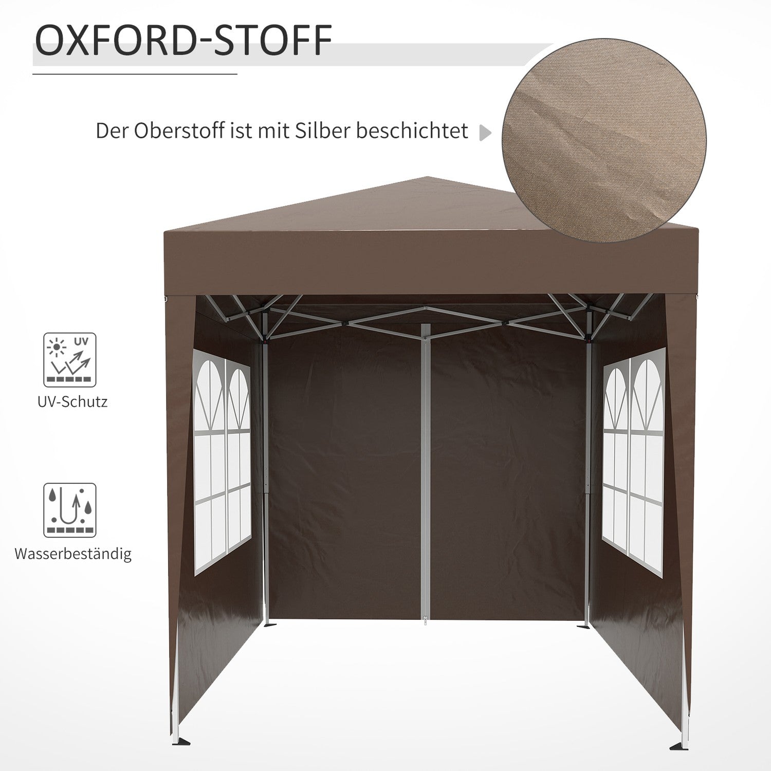 Vikbart 2x2M Gazebo, UV-skyddat med 4 väggar & väska