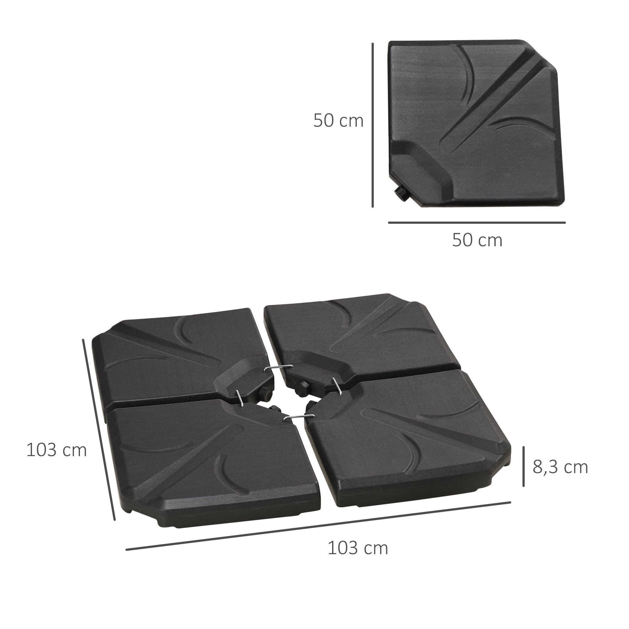 Vikter för parasollfot, HDPE, 56 kg kapacitet