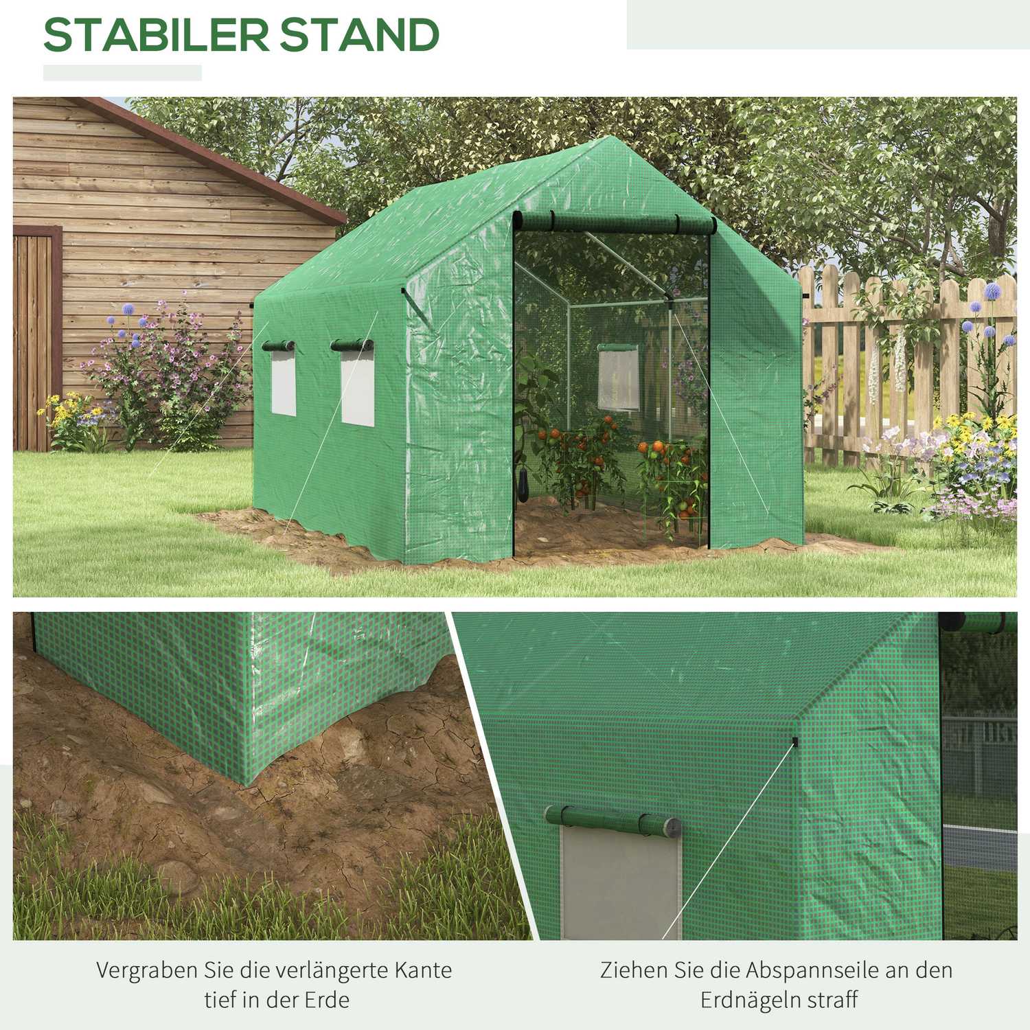 Vindtätt Folieväxthus 2x3x2m med UV-skydd