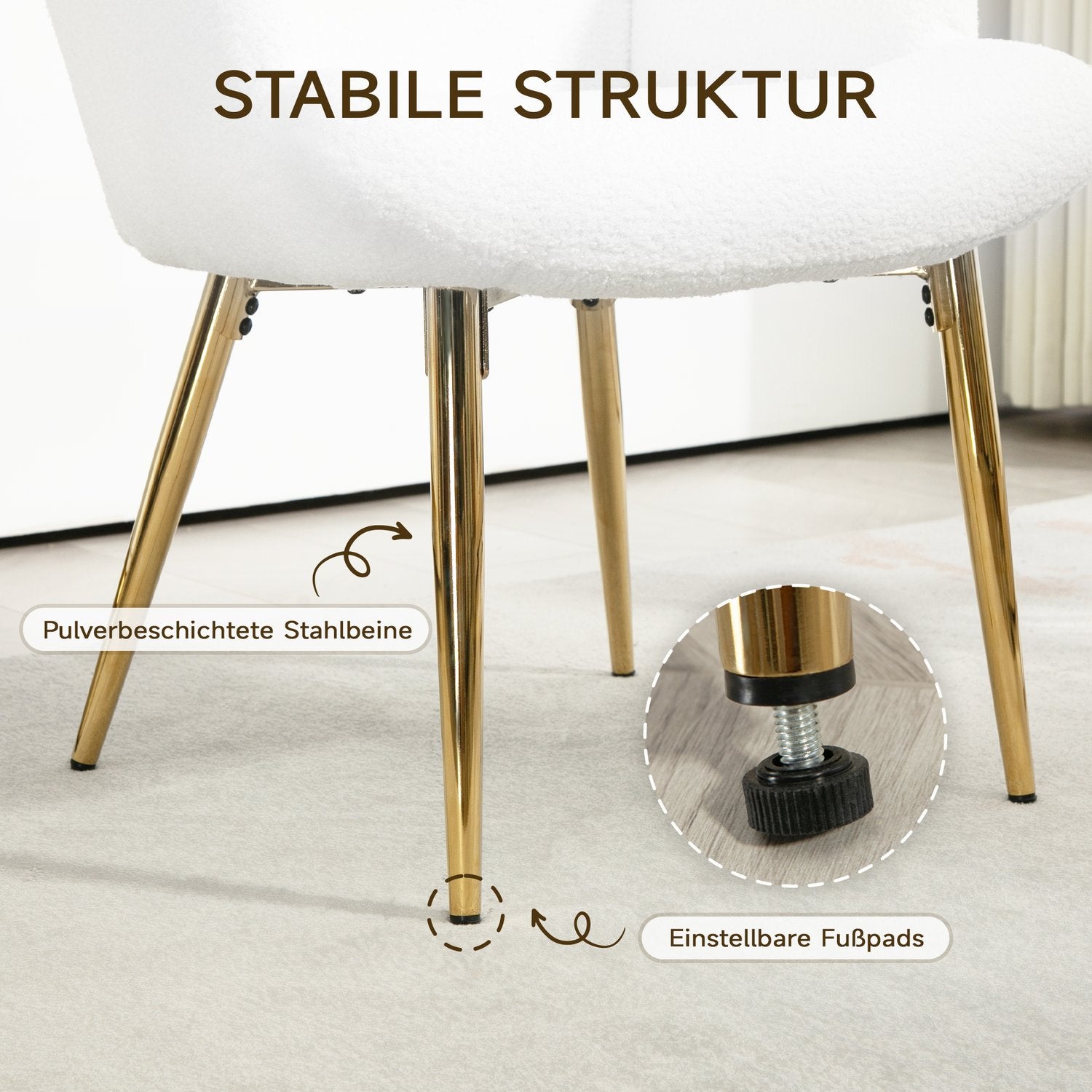 White Wing Chair med pall – Sherpa-överdrag, hög rygg