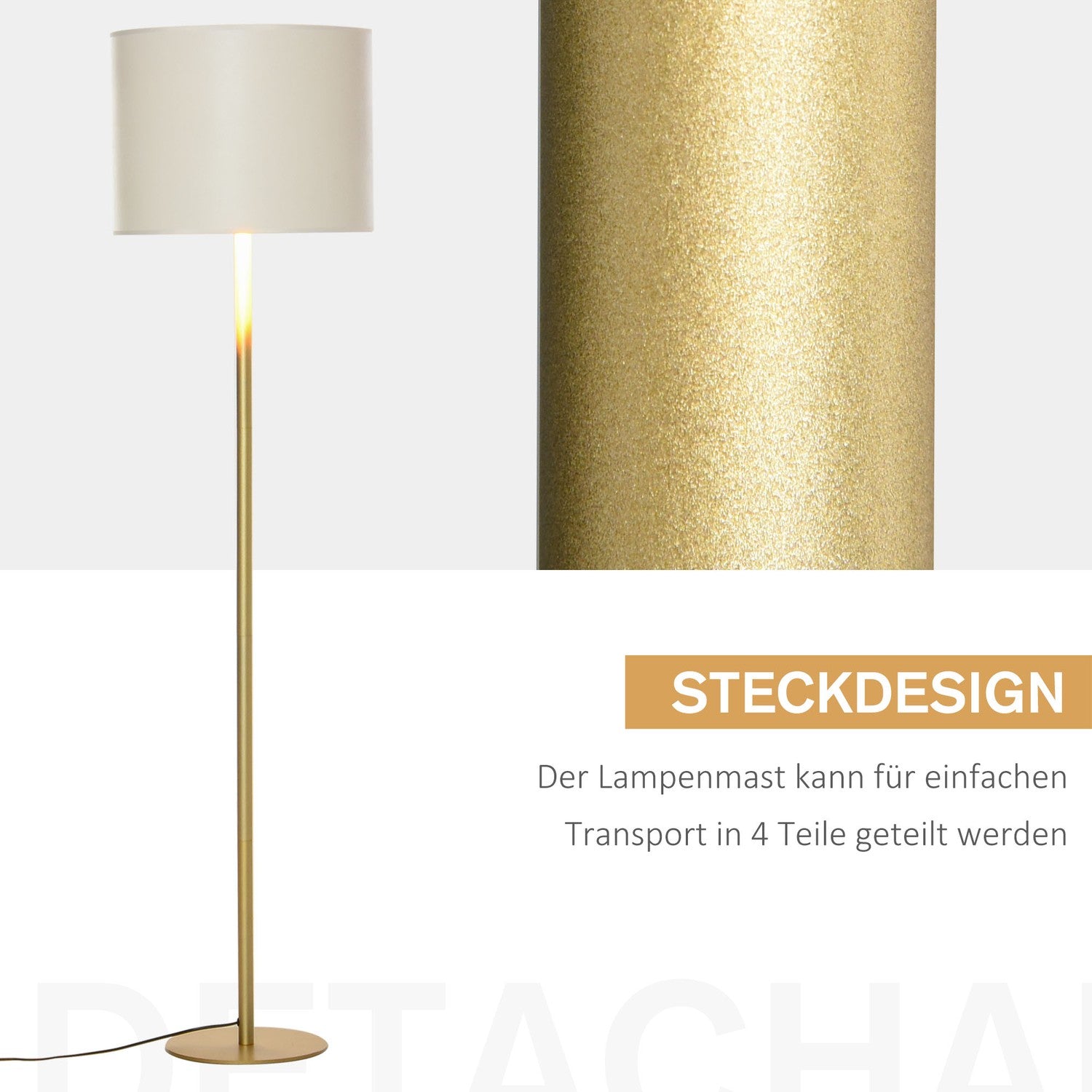 Vit metall golvlampa för vardagsrum, Ø40 x 160H Cm