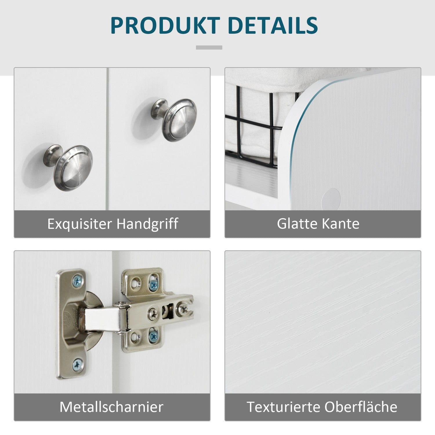 Vitt Skoskåp med dörrar & 4 fack, 83x30x90cm