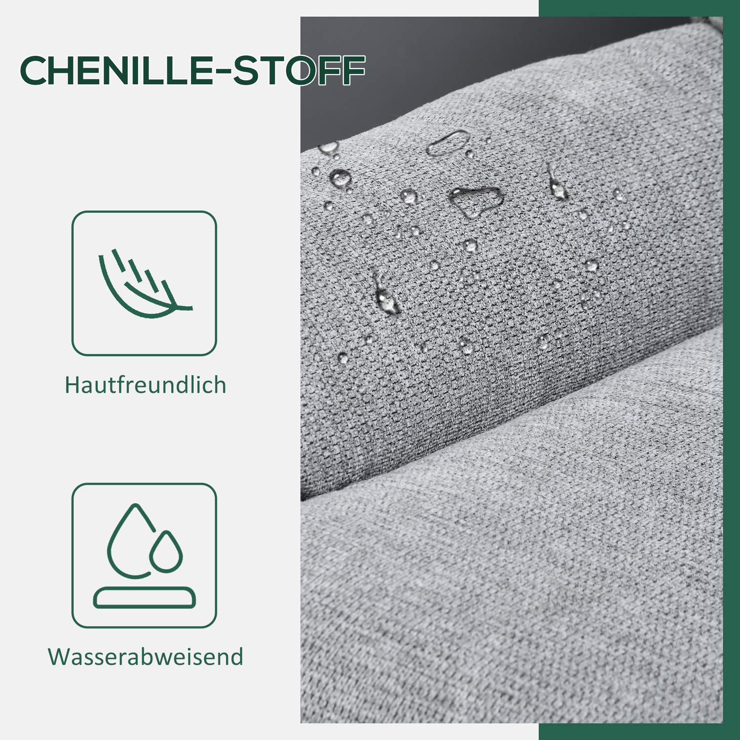 Loungestol med vattenavvisande chenille, vadderat armstöd