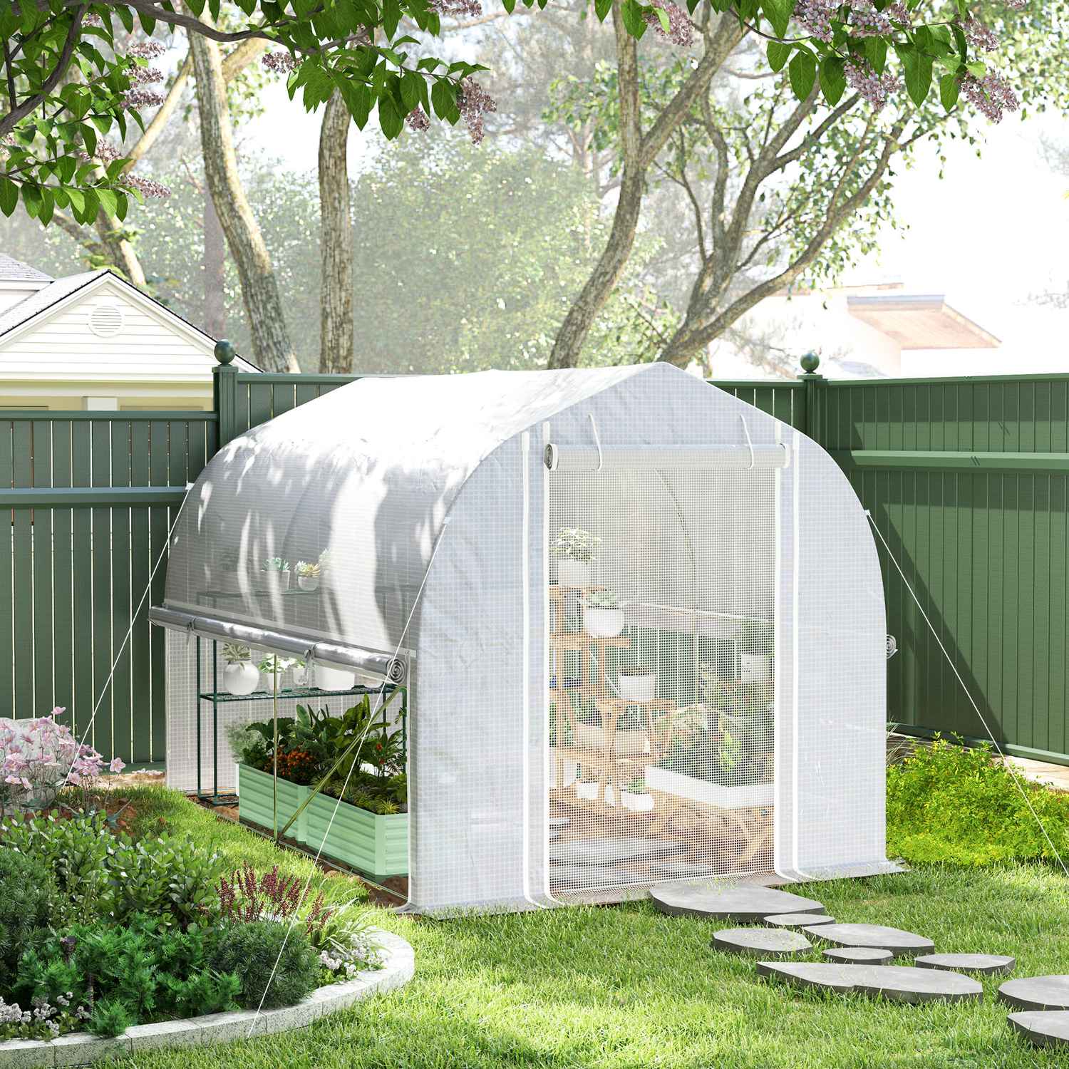 Stort filmväxthus, 3x2x2m, UV-beständigt, upprullbara sidor