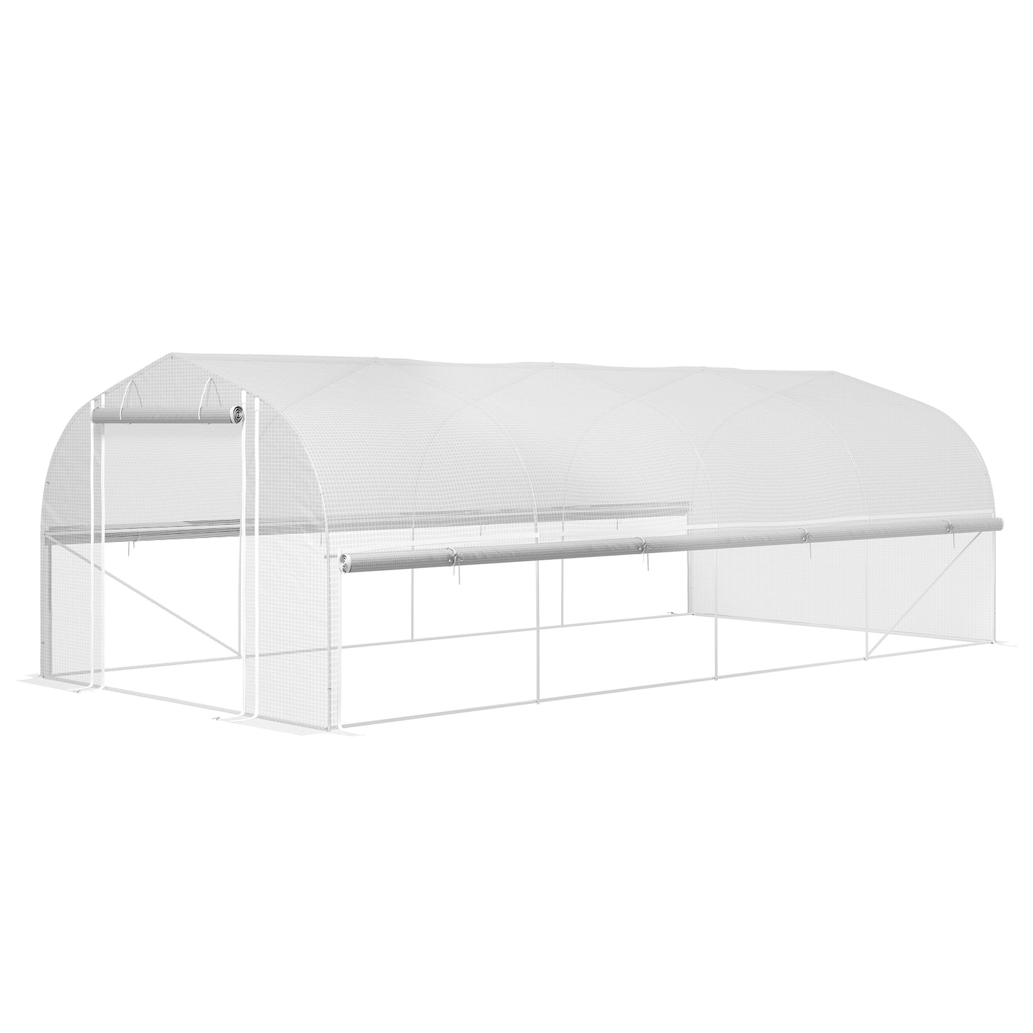 UV-resistent 6x3x2m Växthus, Roll-Up Sidor, Stålram
