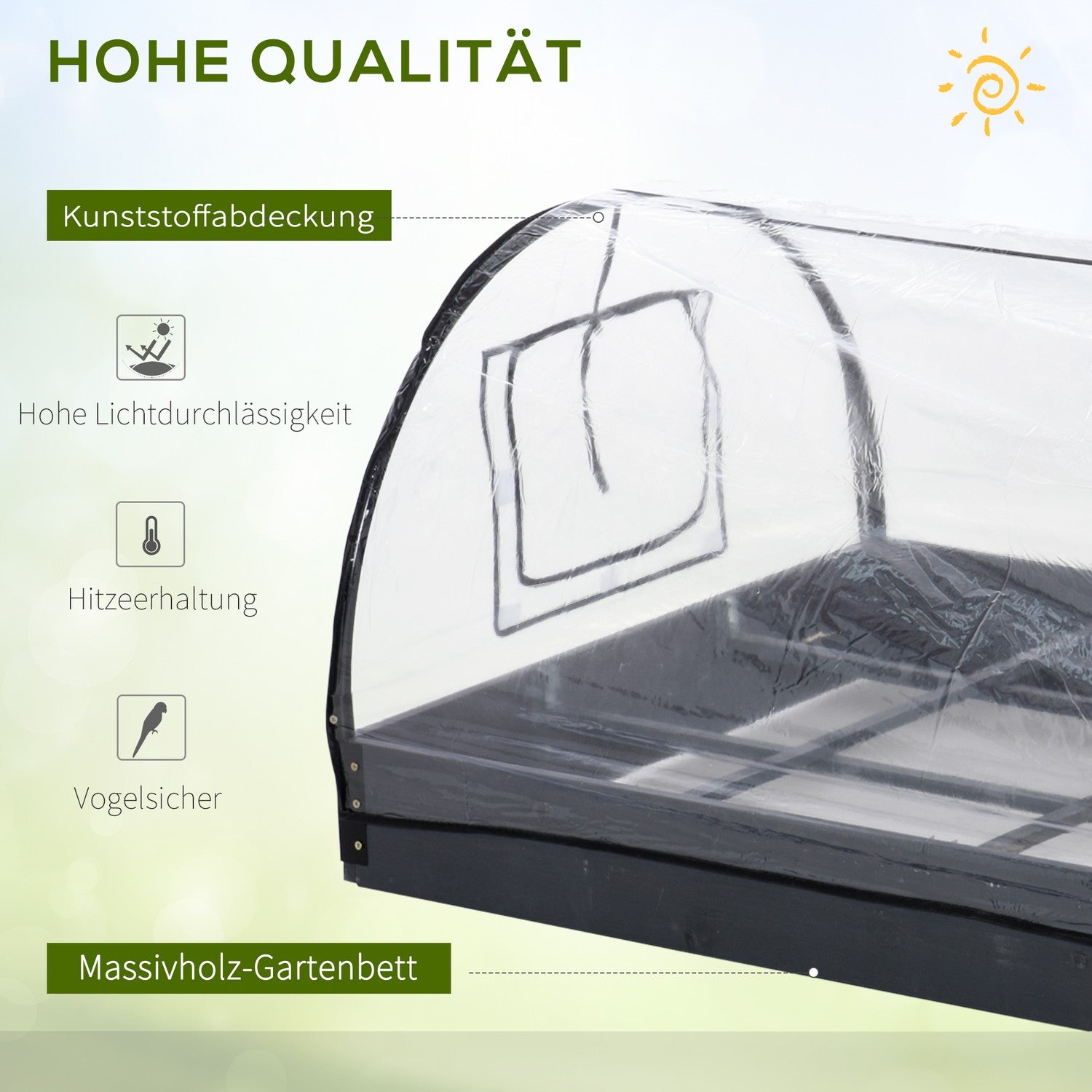 Transparent växthus, PVC och stål, 12 galler, 120x79x53cm