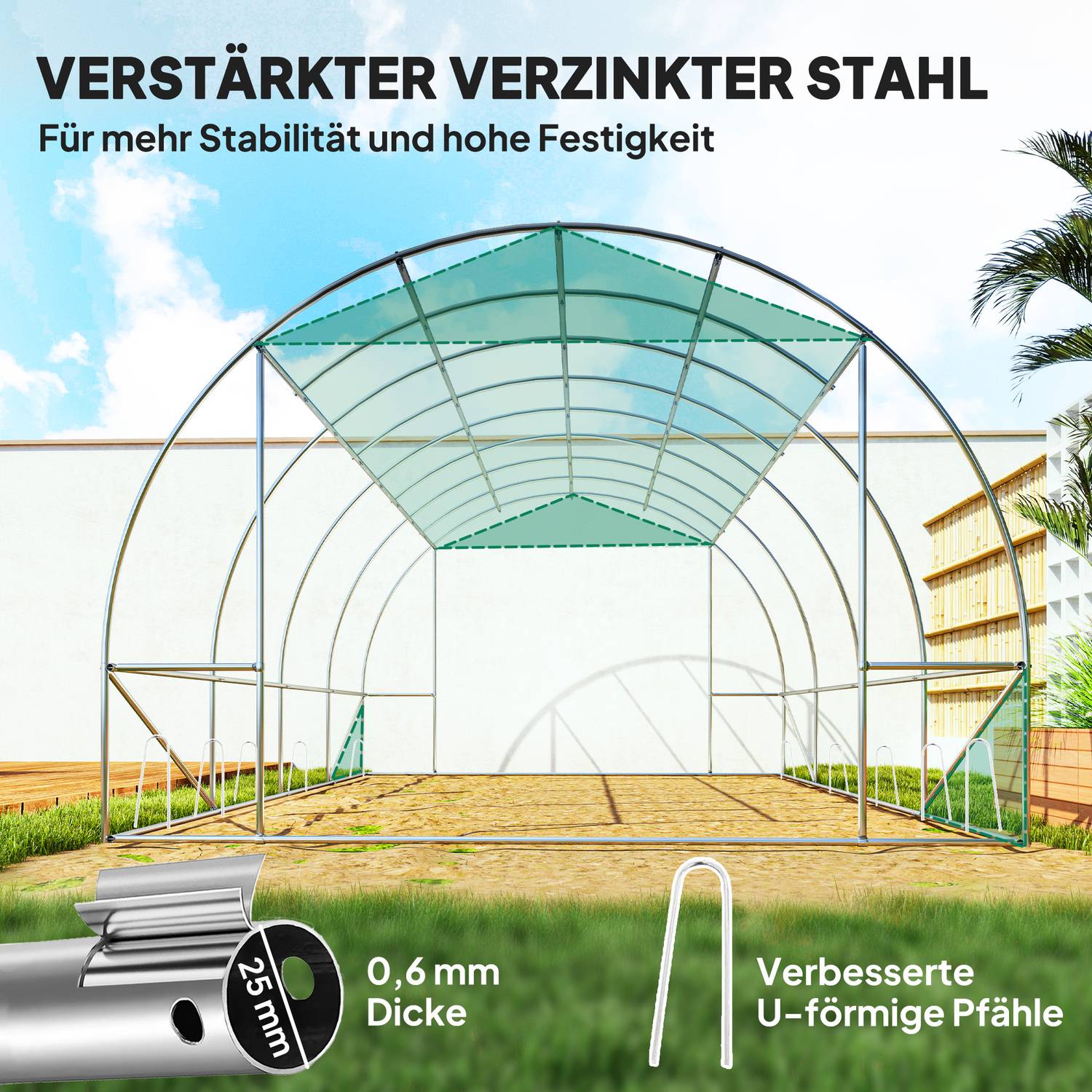 Stort filmväxthus, 4x3x2m, fönster & UV-skydd