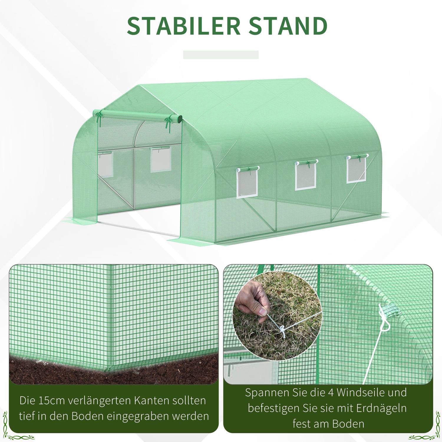 Växthusfilm, Kallram, 350x300x200 cm Sadeltak