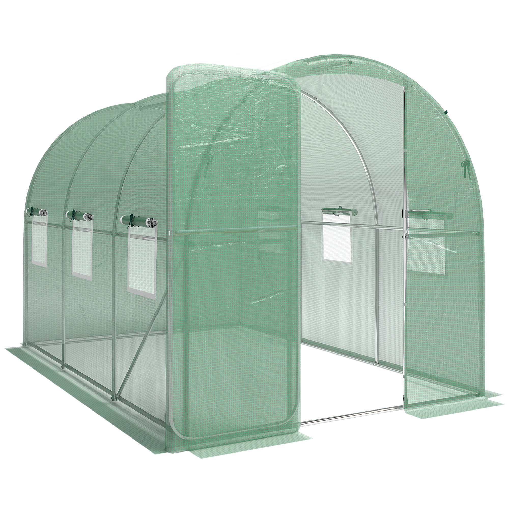 Växthus i polytunnelformat, 2x3m, PE-överdrag, stålram