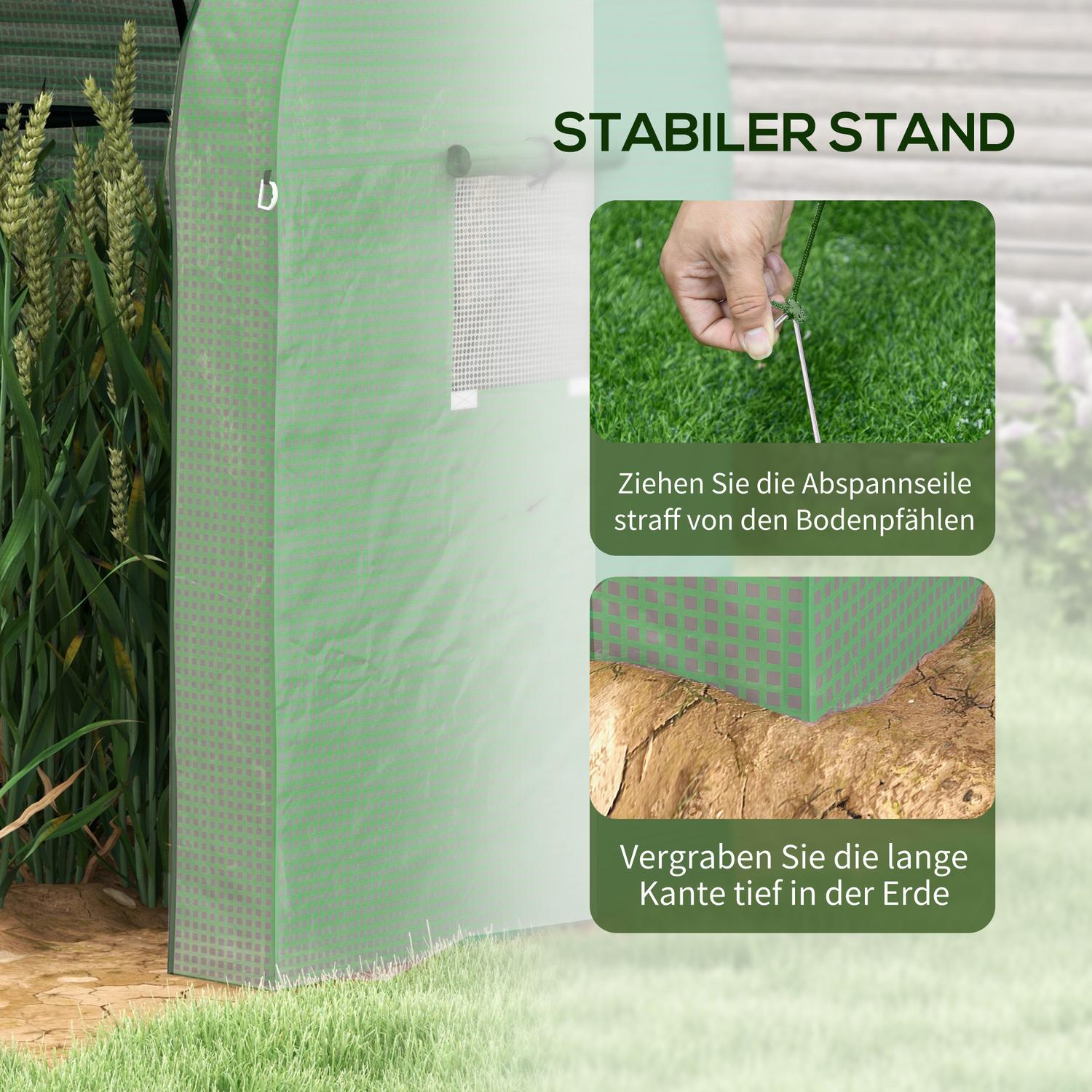 Växthus med UV-skydd, 2 dörrar, sidofönster, PE-material