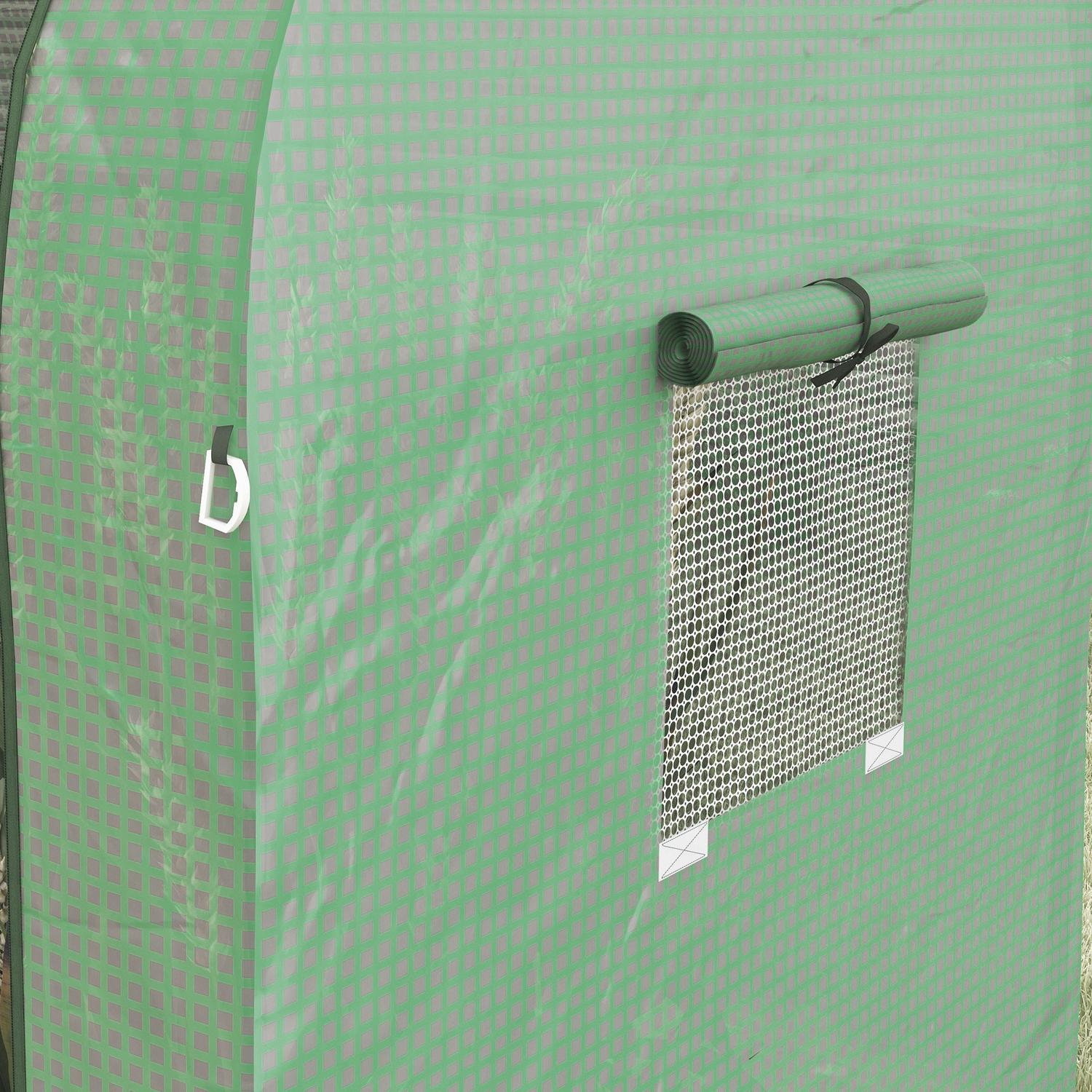 Växthus med UV-skydd, 2 dörrar, sidofönster, PE-material