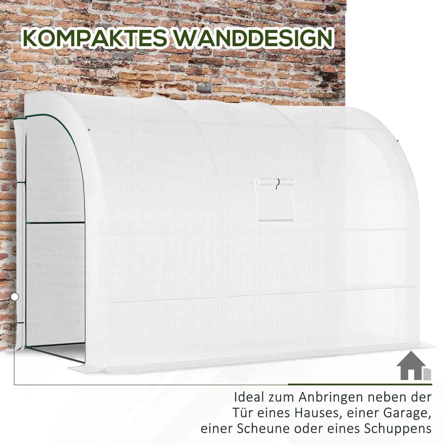 Växthus med hyllor & fönster, Stålstomme, 300x150x213 cm