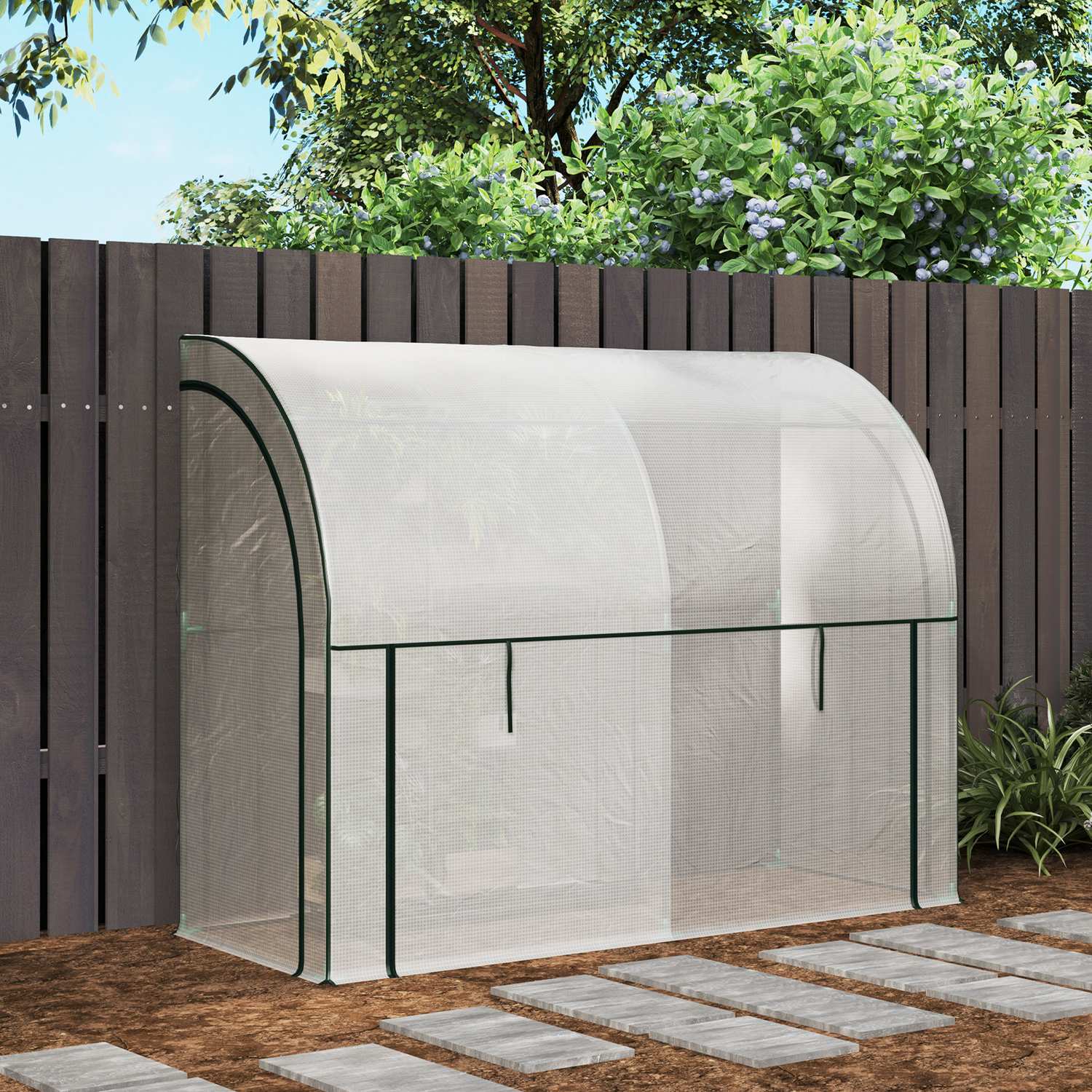 Växthus med rulldörr, UV-skyddad stålram, 200x80x157cm