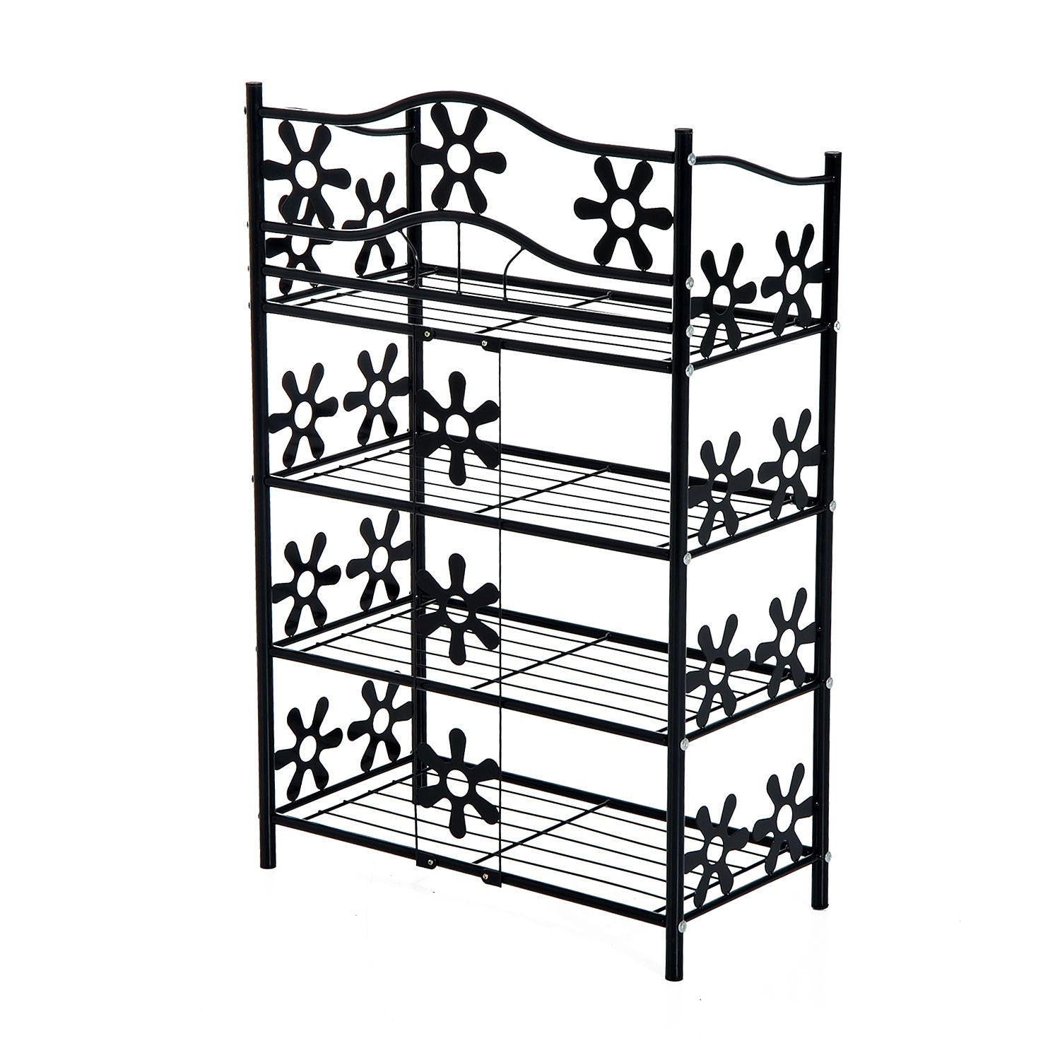 Black Metal Plant Hylla – 4 våningar, 59,5x30x92cm