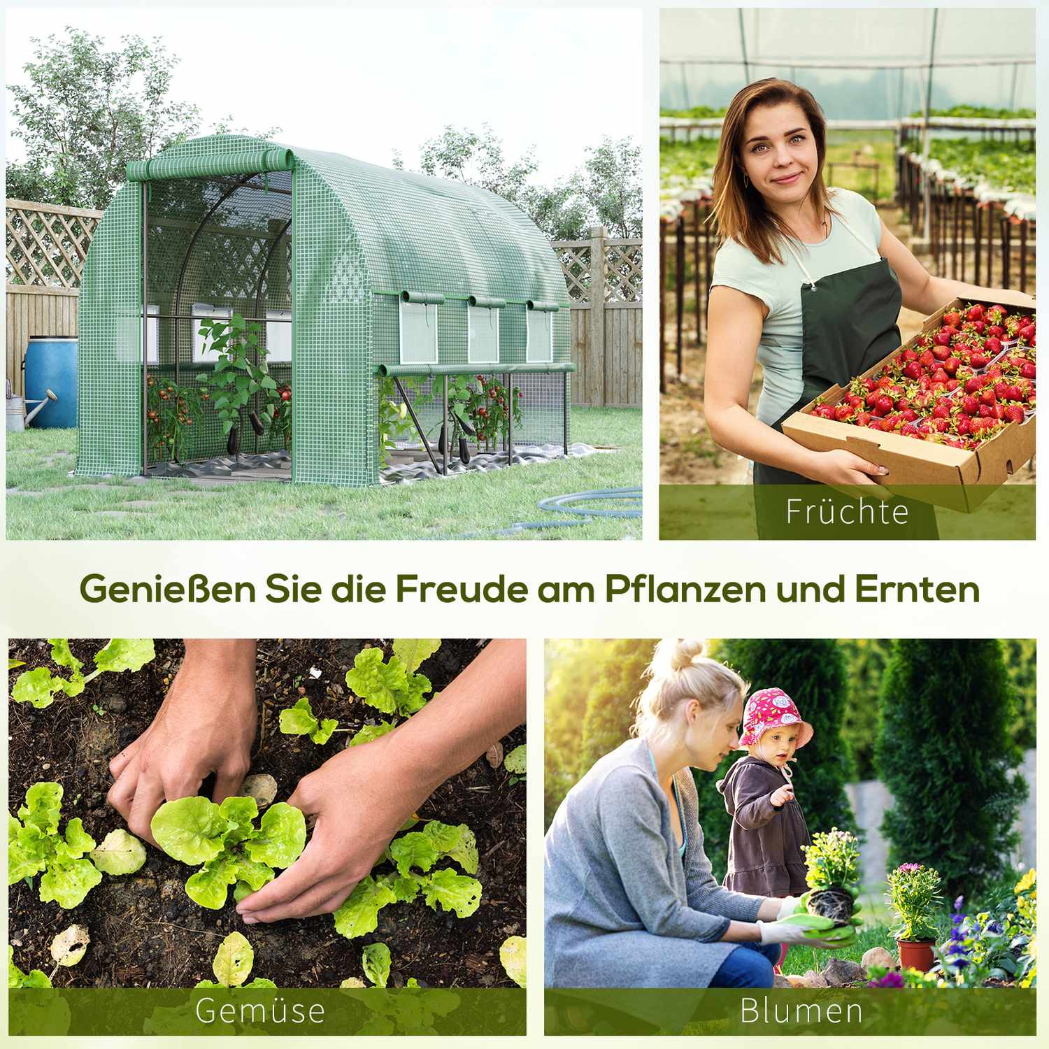 Walk-In Film Greenhouse – UV-skyddad, 6 fönster, 2,95x2x2M