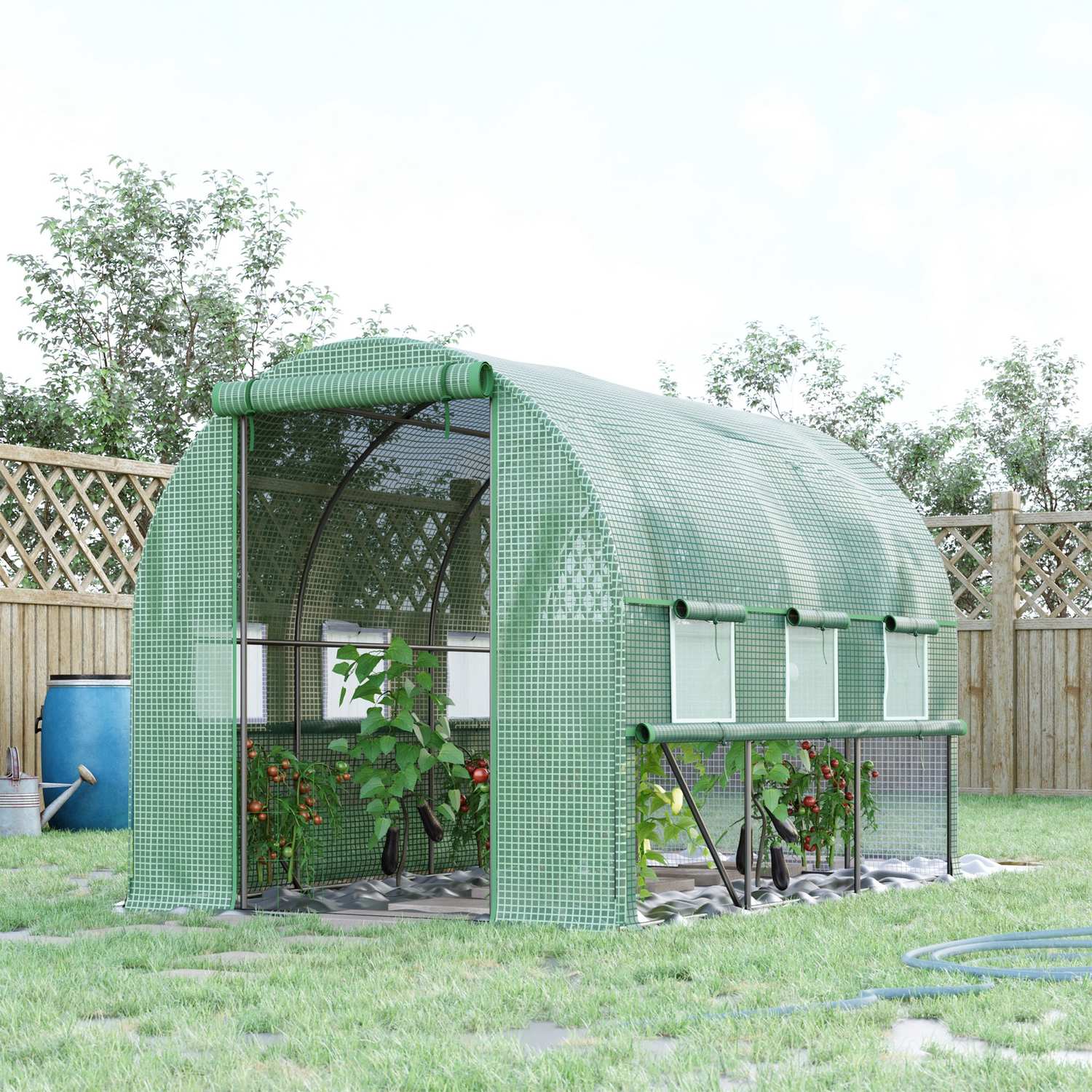 Walk-In Film Greenhouse – UV-skyddad, 6 fönster, 2,95x2x2M