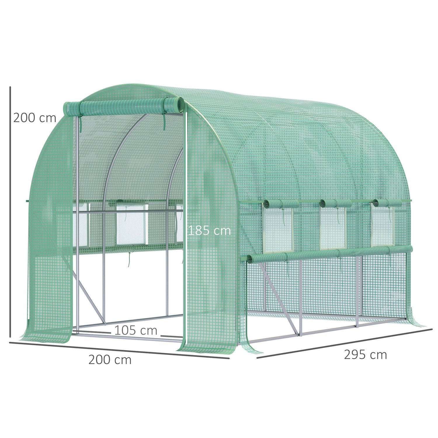 Walk-In Film Greenhouse – UV-skyddad, 6 fönster, 2,95x2x2M