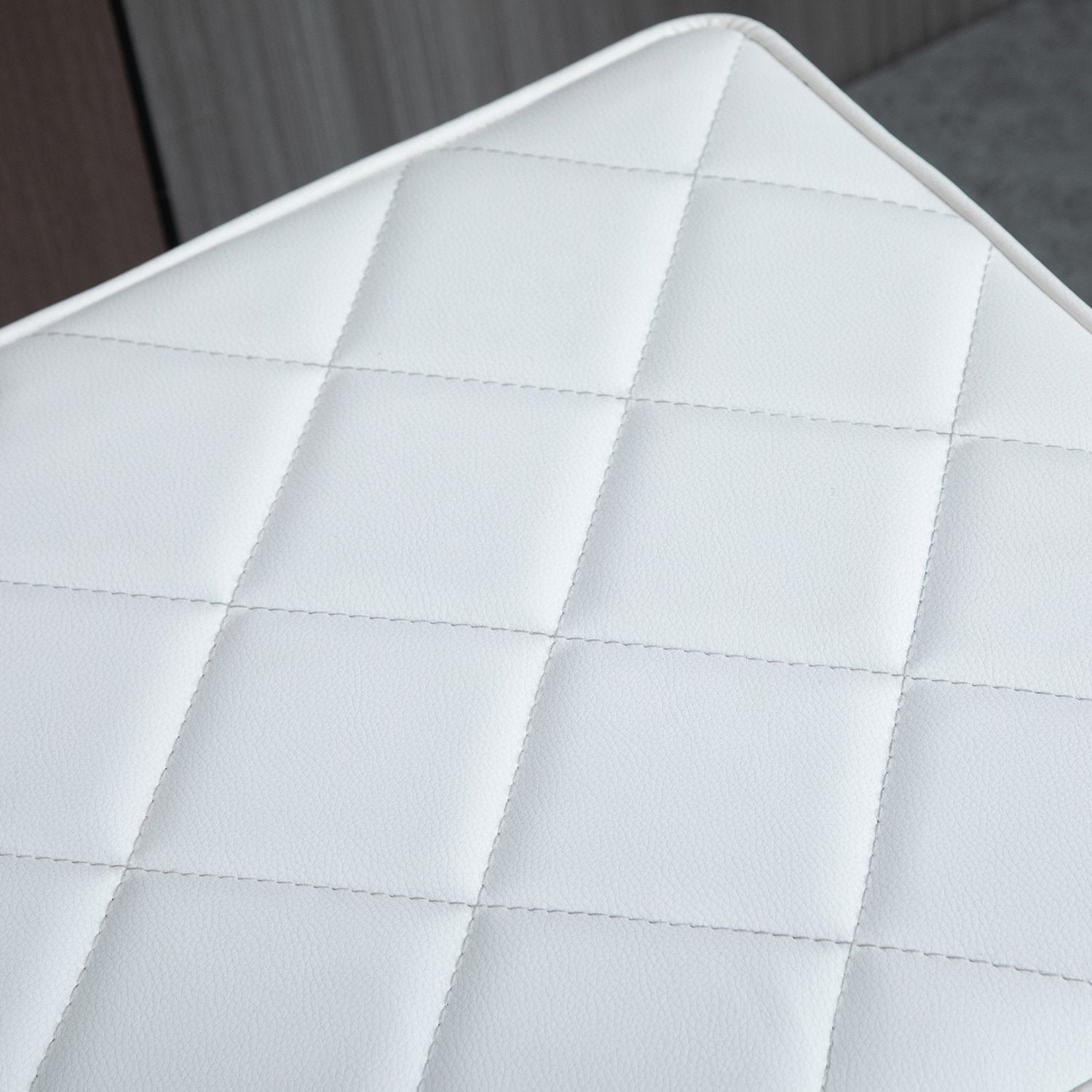 White & Gold Faux Leather Bänk – 120x43x42 cm