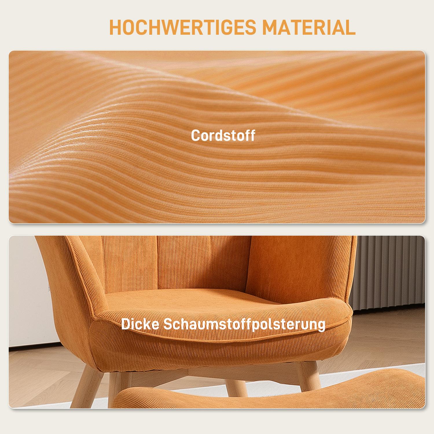 Wingback fåtölj med pall – Tuftad manchester, brun