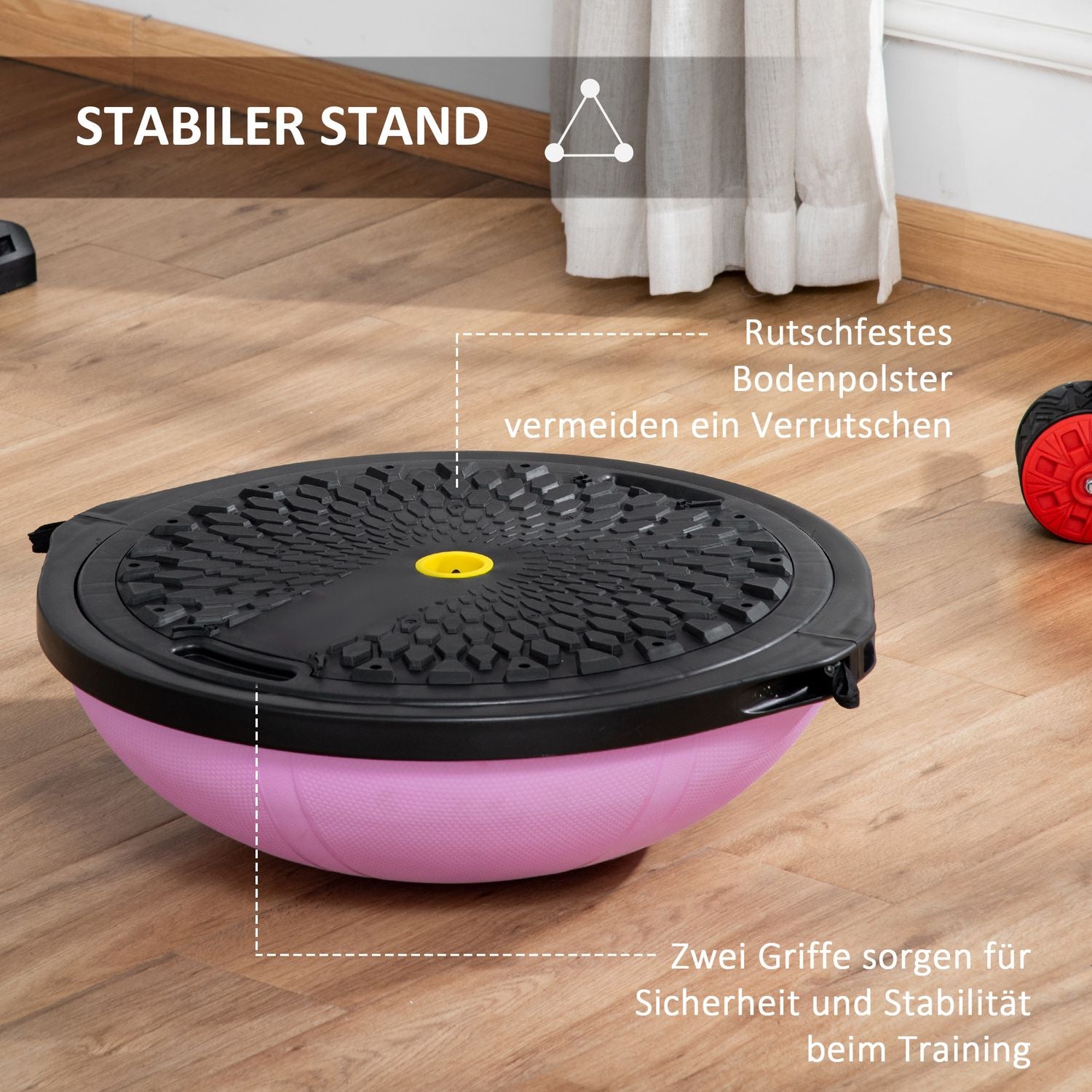 Yoga Hemisphere Balance Trainer med rep, ljuslila, Ø 64cm