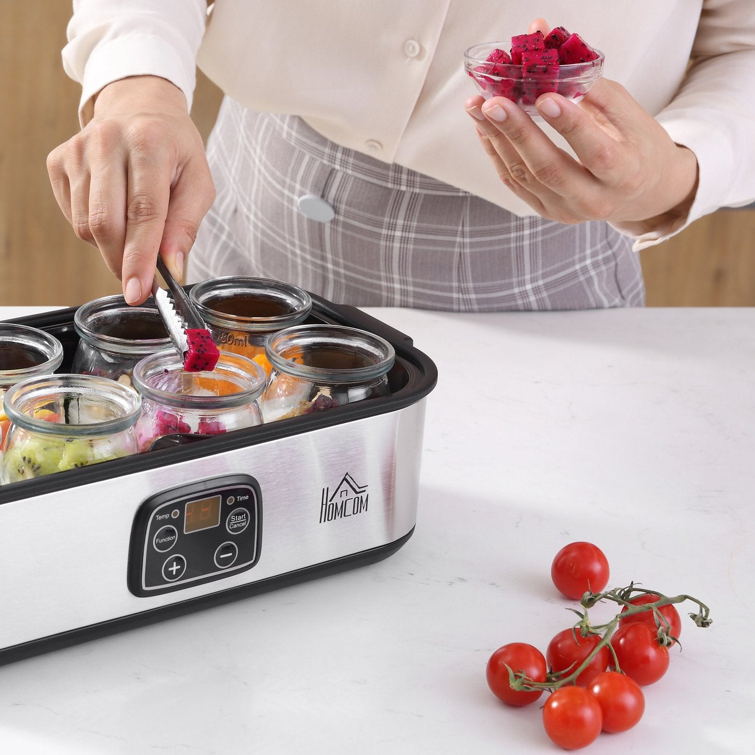 Yoghurtmaskin 25W med LCD, 8 burkar och justerbar temperatur