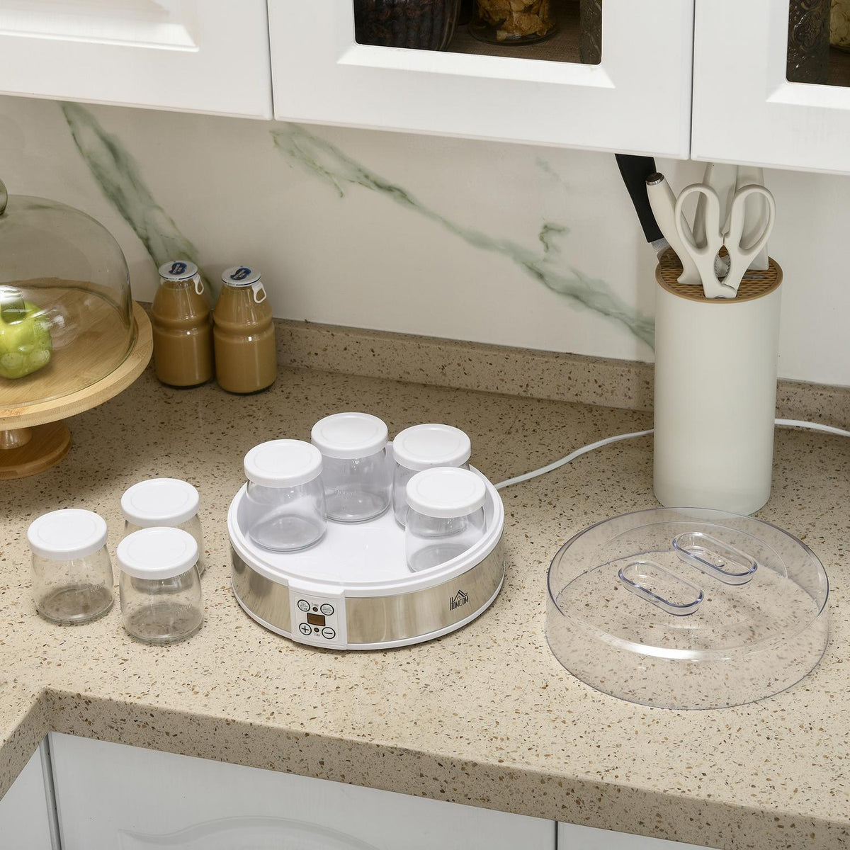Yoghurtmaskin med timer & 7 glass, automatisk avslåing, 20W