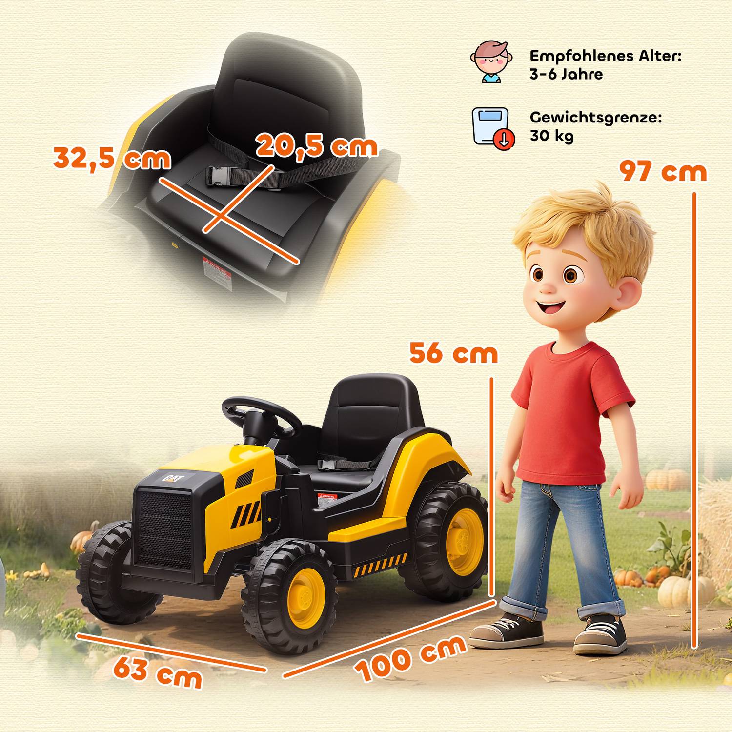 Åkbart byggfordon för barn, fjärrstyrt, 3-6 år