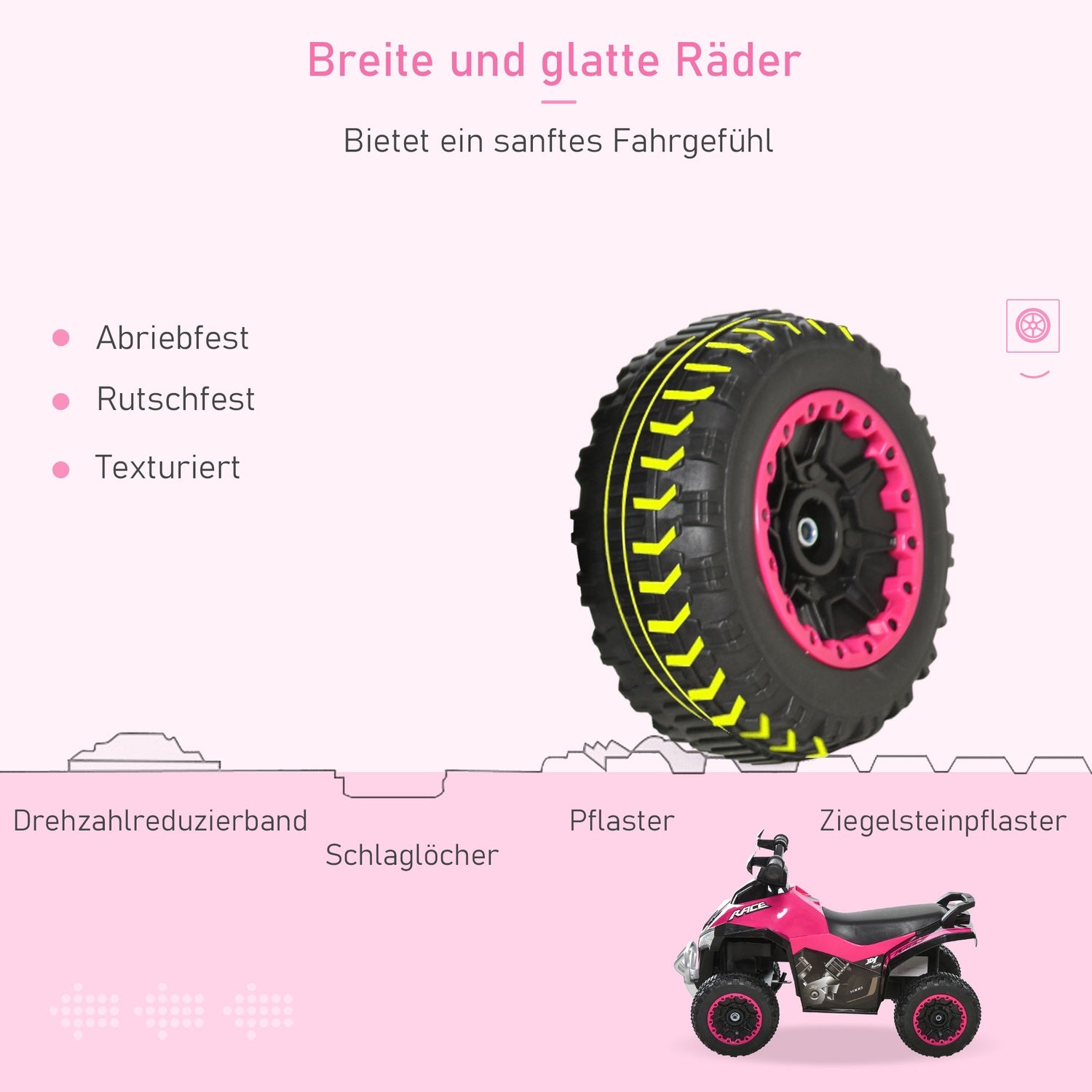 Pedal åkbil för småbarn, ljus & musik, rosa