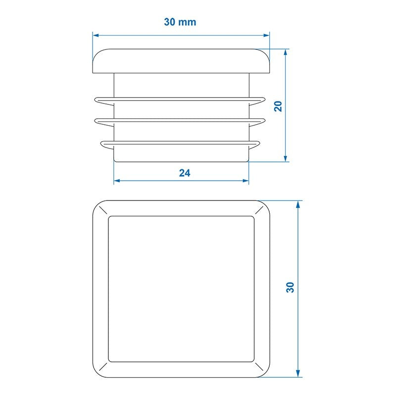 Ändlock 30x30mm 4 stycken i blister