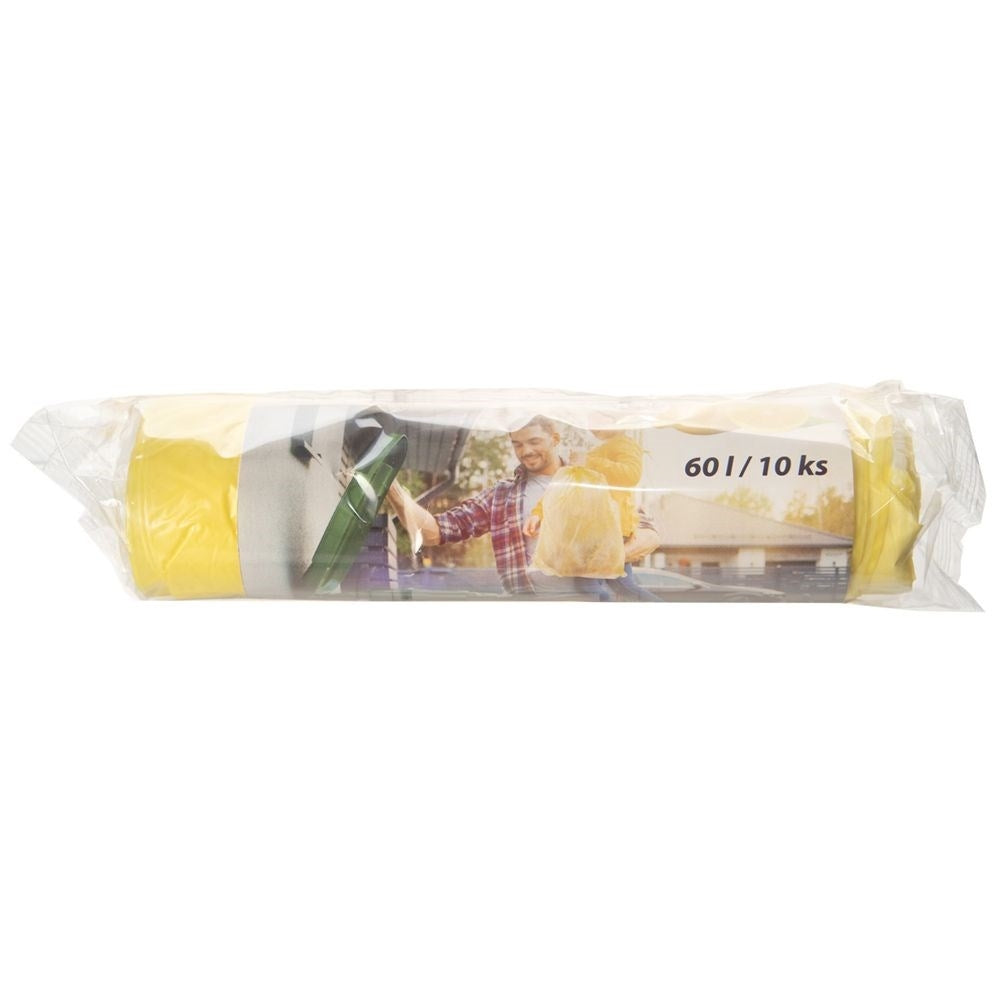 10 st gula soppåsar 60L HDPE med citrondoft och dragsnöre