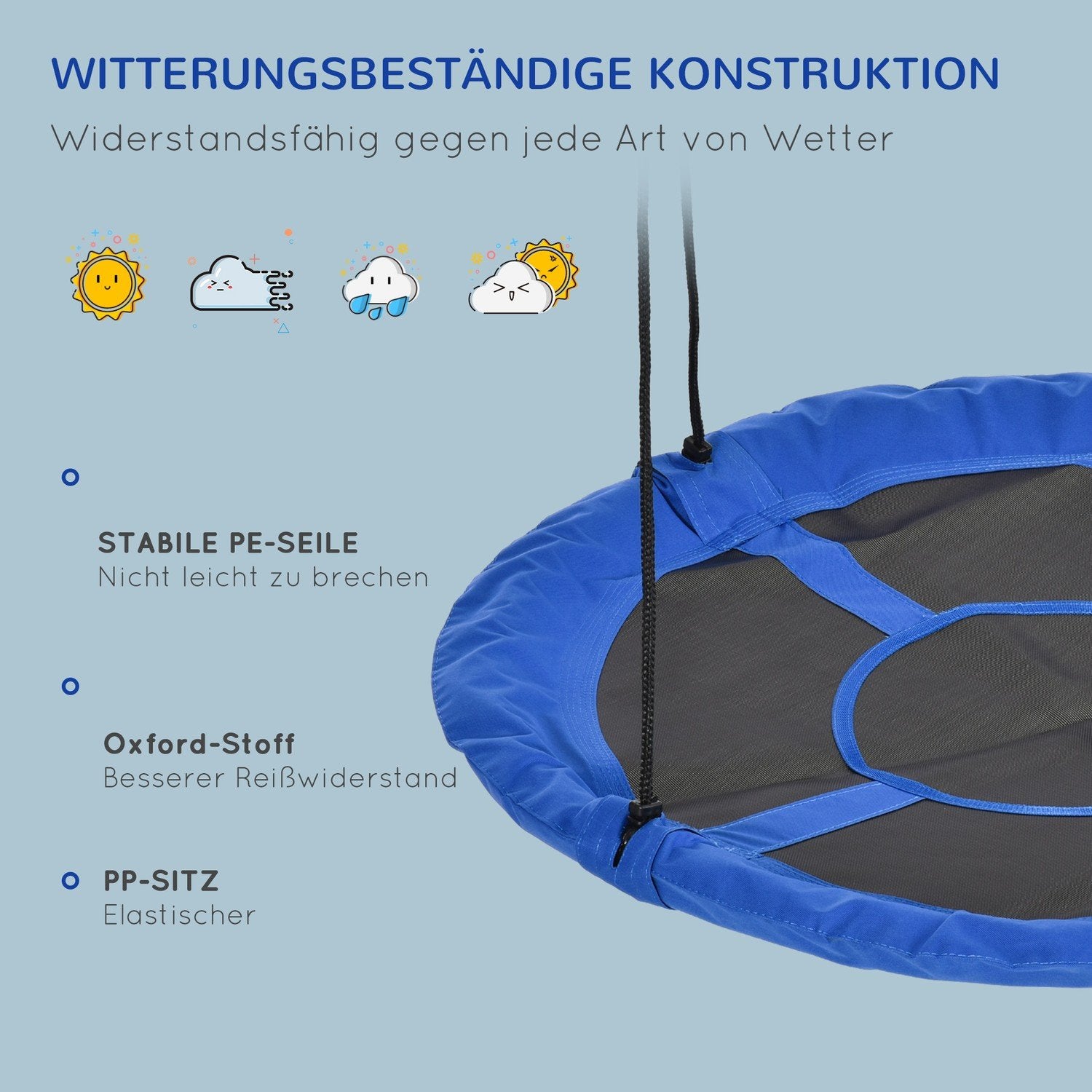 Swing Ø110Cm 150Kg Justerbar Blå 3-12 År