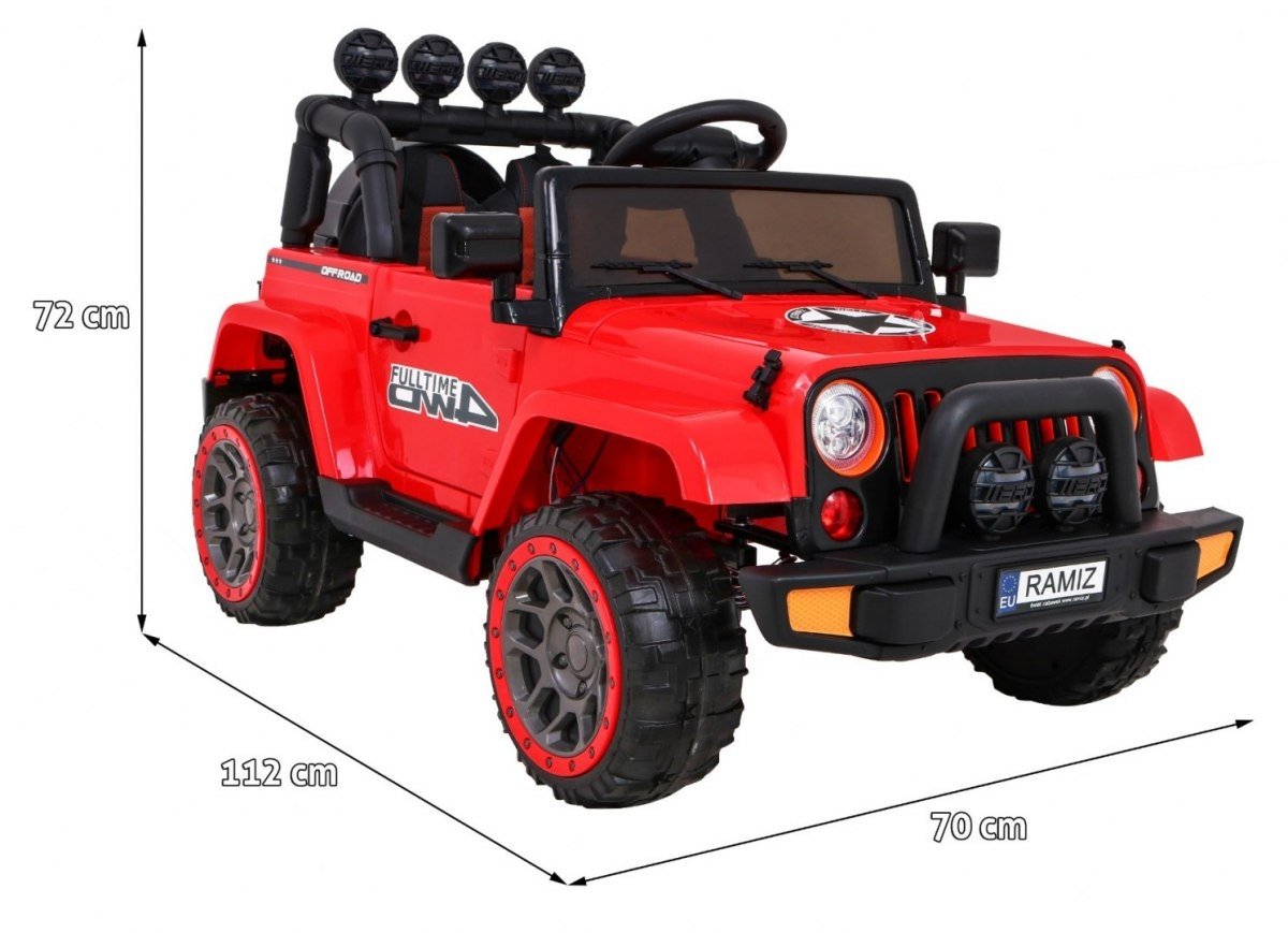 12V 4WD terrängfordon med fjärrkontroll, LED-ljus, MP3