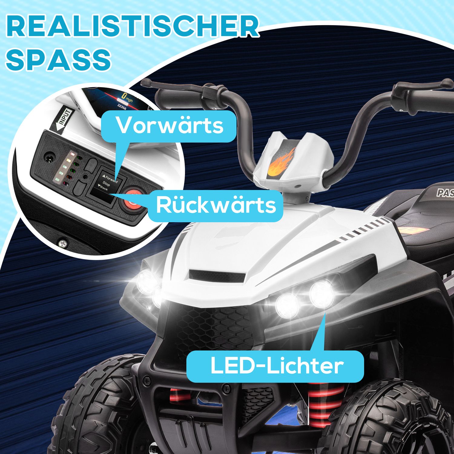 12V Kids Electric Quad, metall, MP3, 3-5 år, 5 km/h