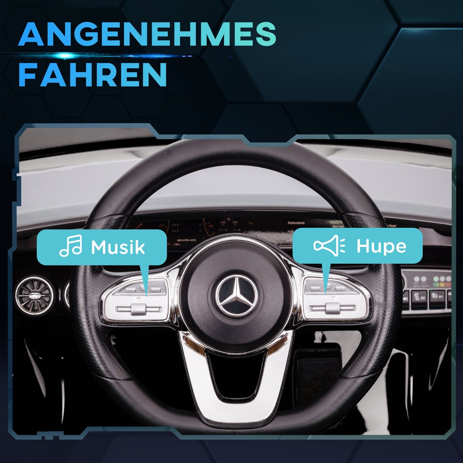 12V elbil för barn med fjärrkontroll, lampor, musik, svart