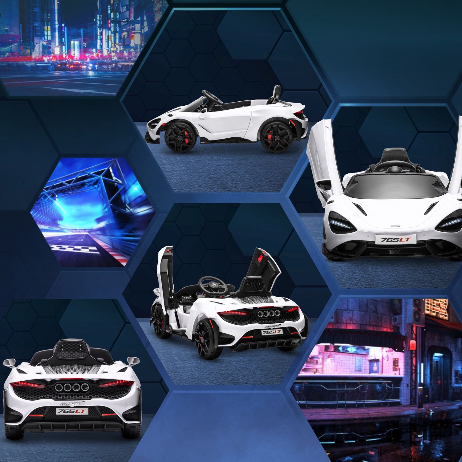 12V elbil för barn med fjärrkontroll, lampor och musik