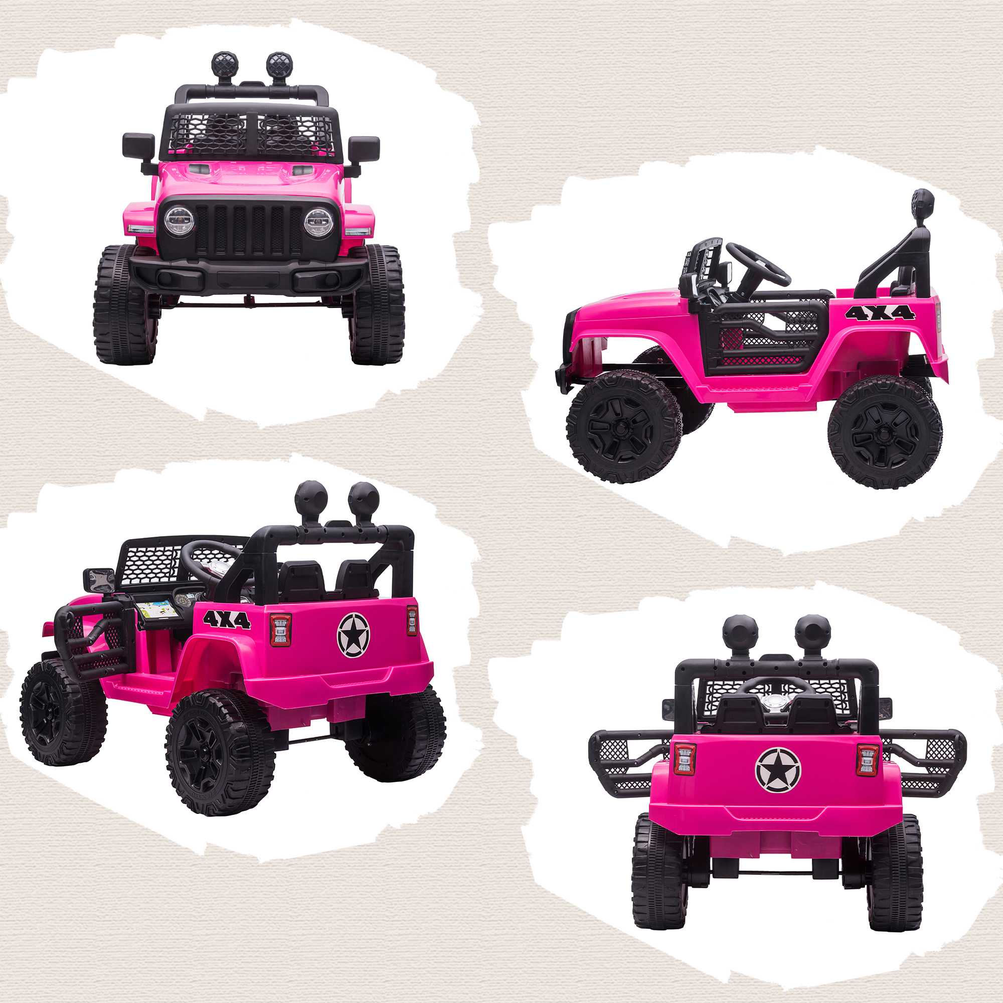 12V elektrisk åkbil för barn, fjärrkontroll, rosa