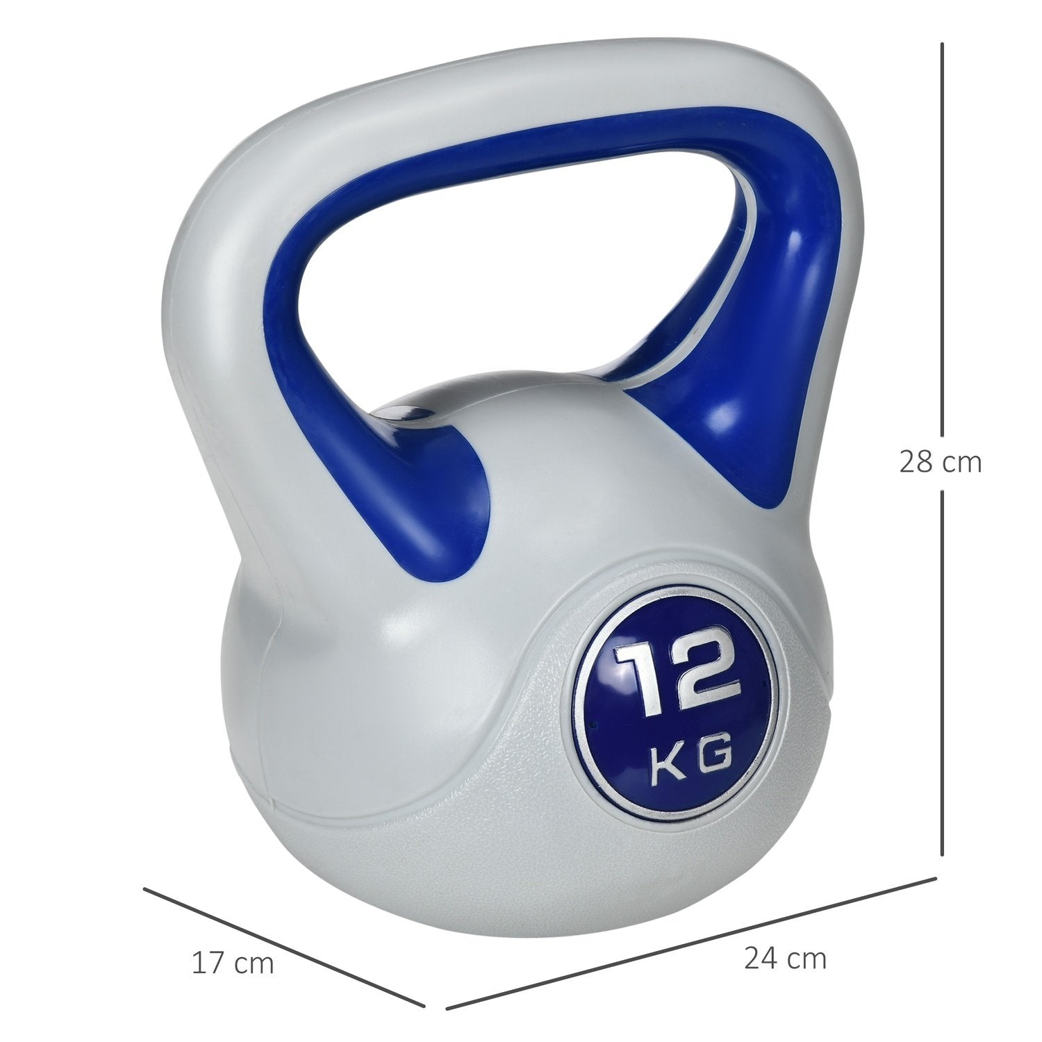 Kettlebell 12 Kg Gulvvennlig Kettlebell For Styrketrening Og Fitness, Blå