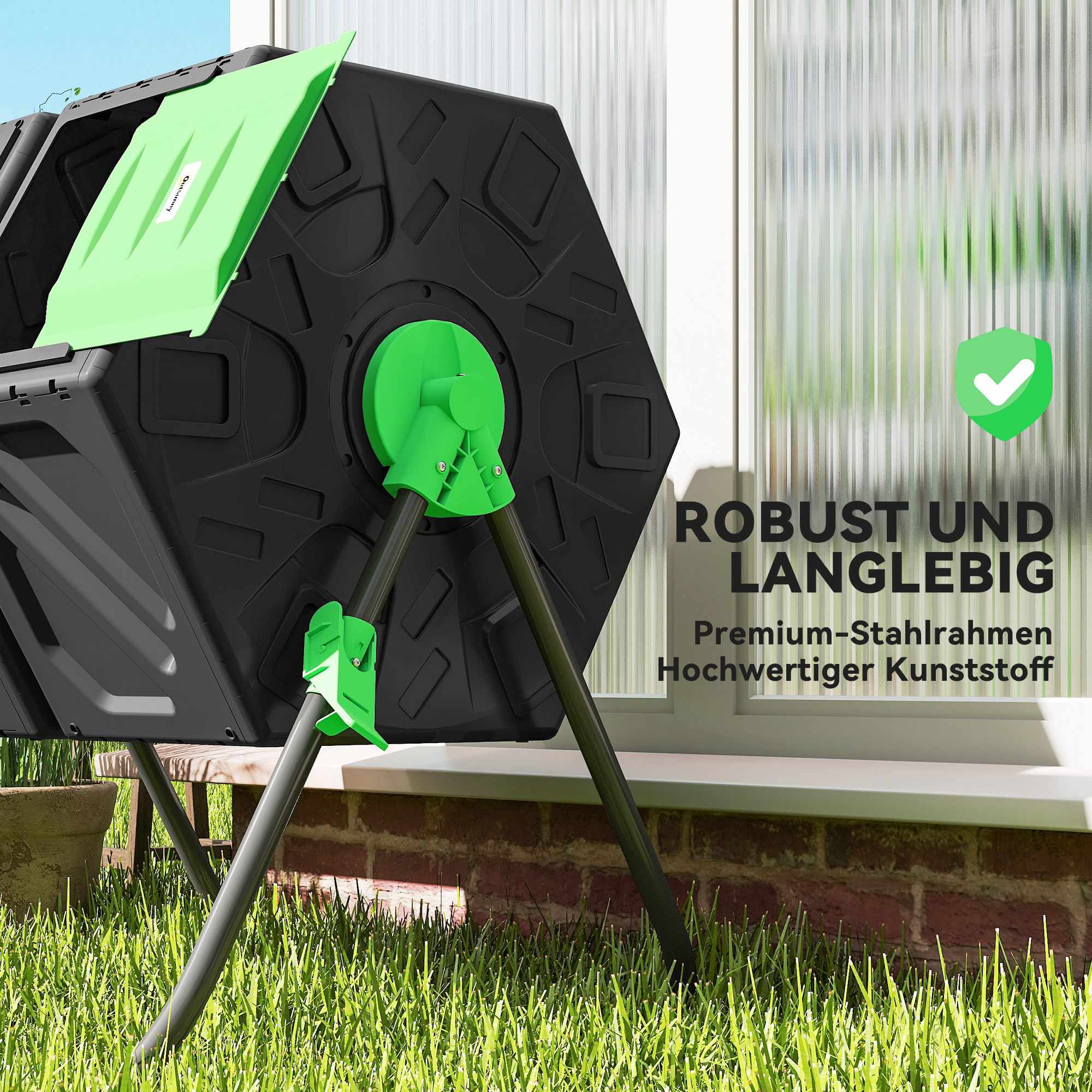 130L kompostbehållare med dubbla kammare och 24 ventilationshål