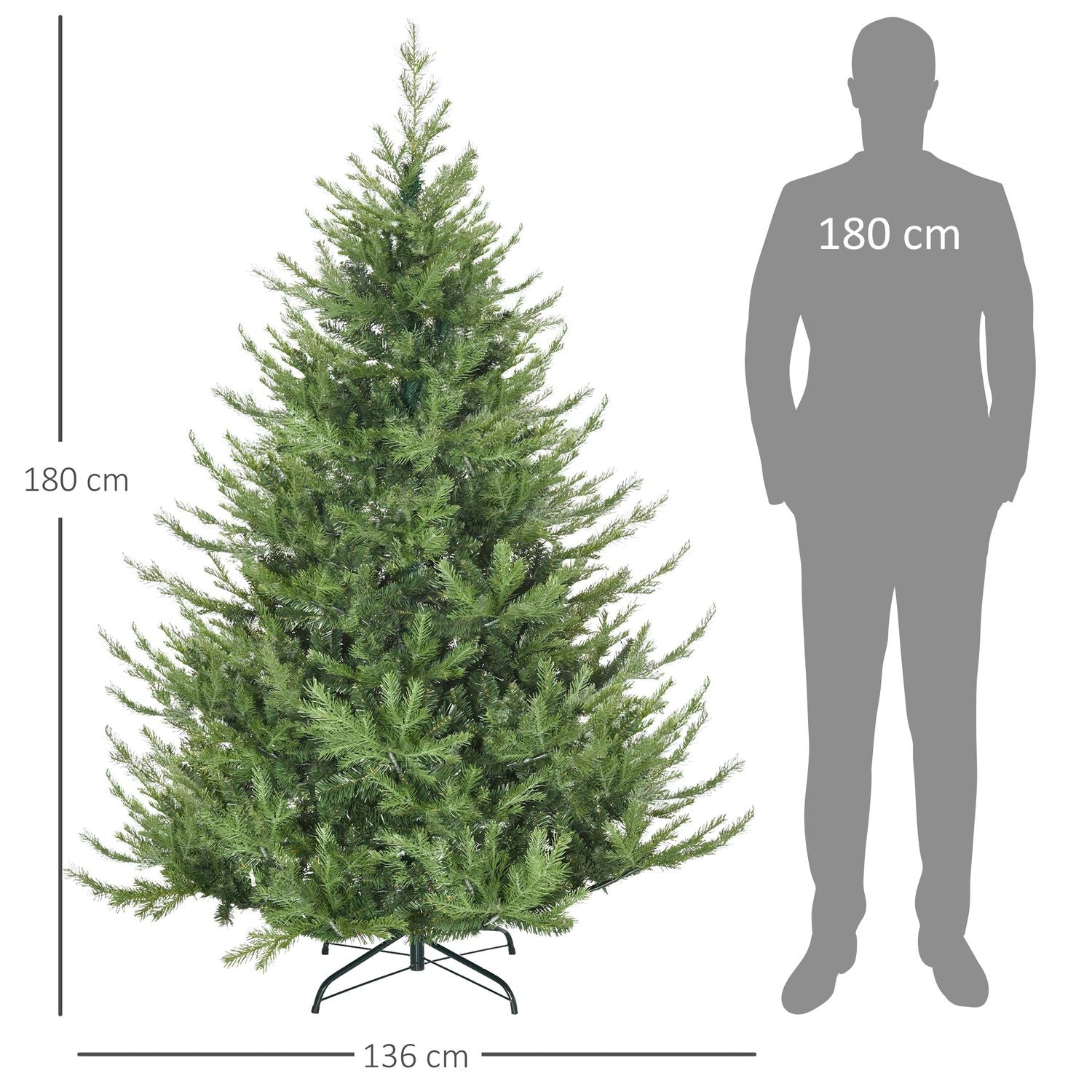 180 cm naturtrogen konstgjord gran, tät 1942 spetsar