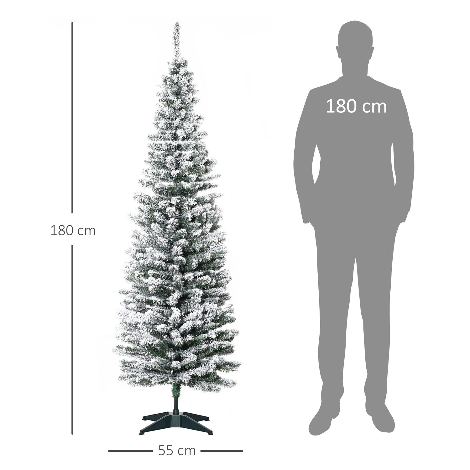 180 cm konstgjord julgran, snöfrostad, 390 tips