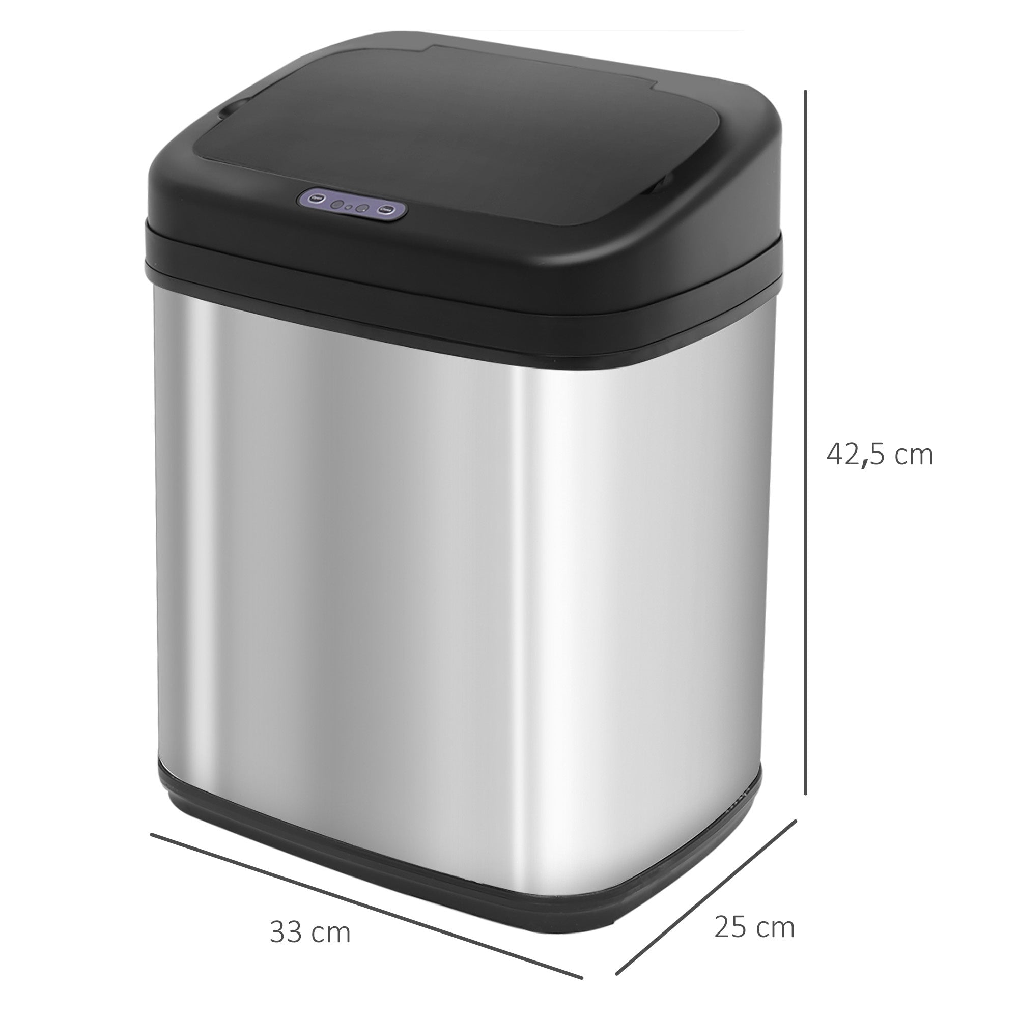 20L rostfri papperskorg med sensor – infraröd, batteridriven