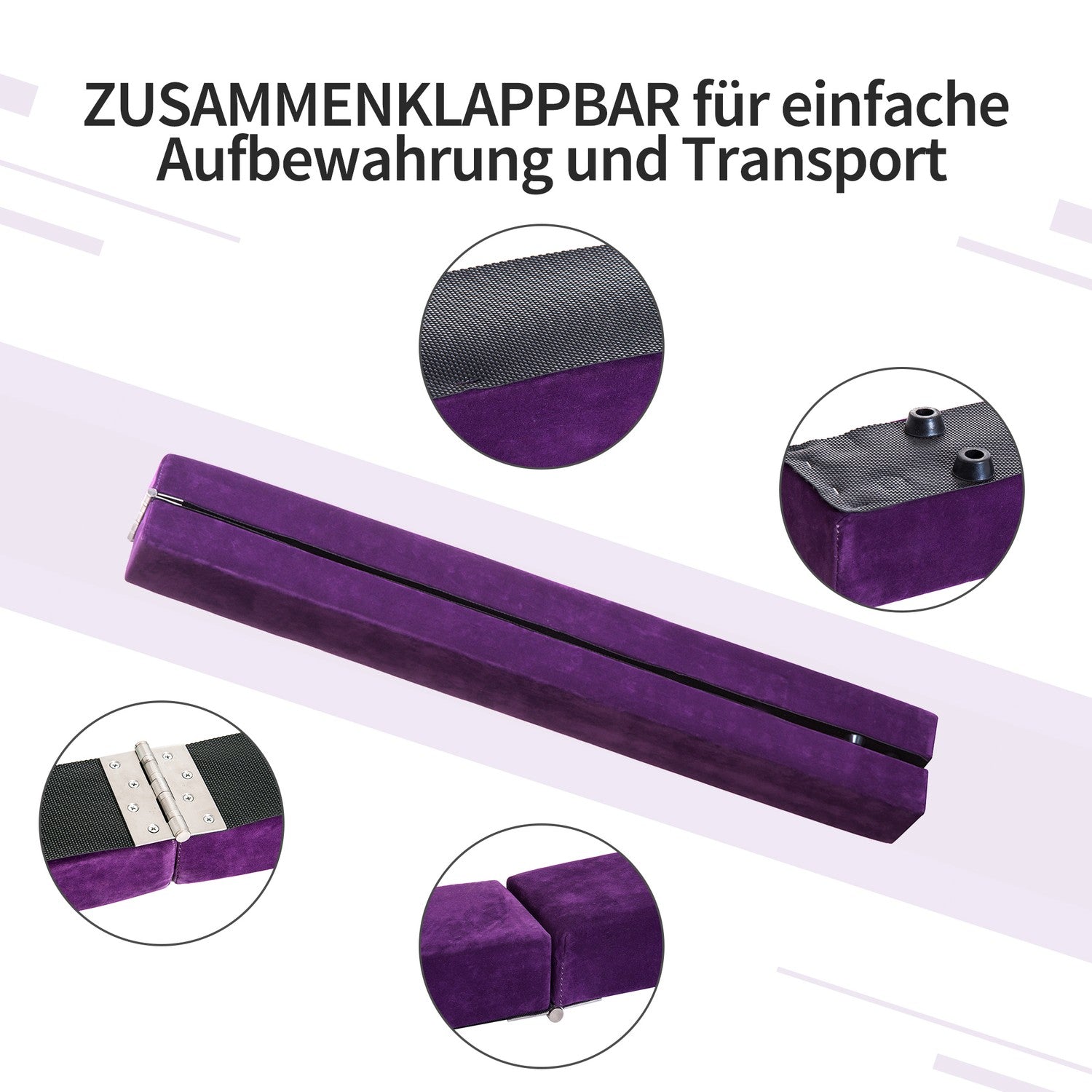 210 cm Vikbar balansbalk för gymnastik & träning