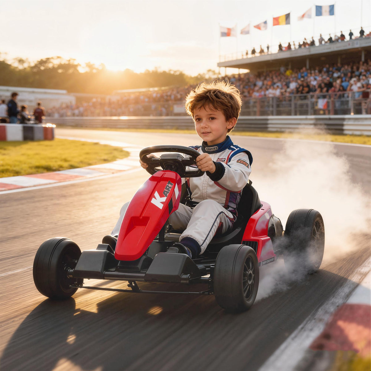 24V elektrisk gokart, driftläge, justerbar sits, åldrar 6-12