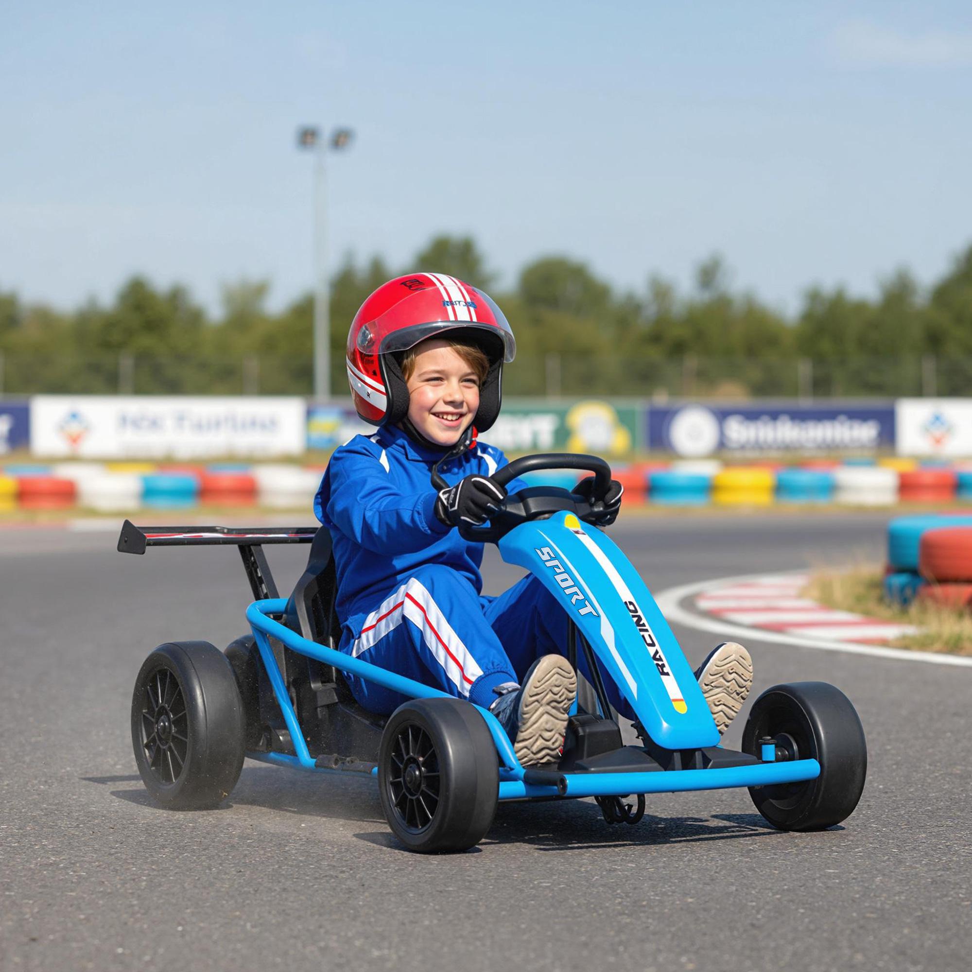 24V elektrisk gokart för drifting, åldrar 8-12, blå