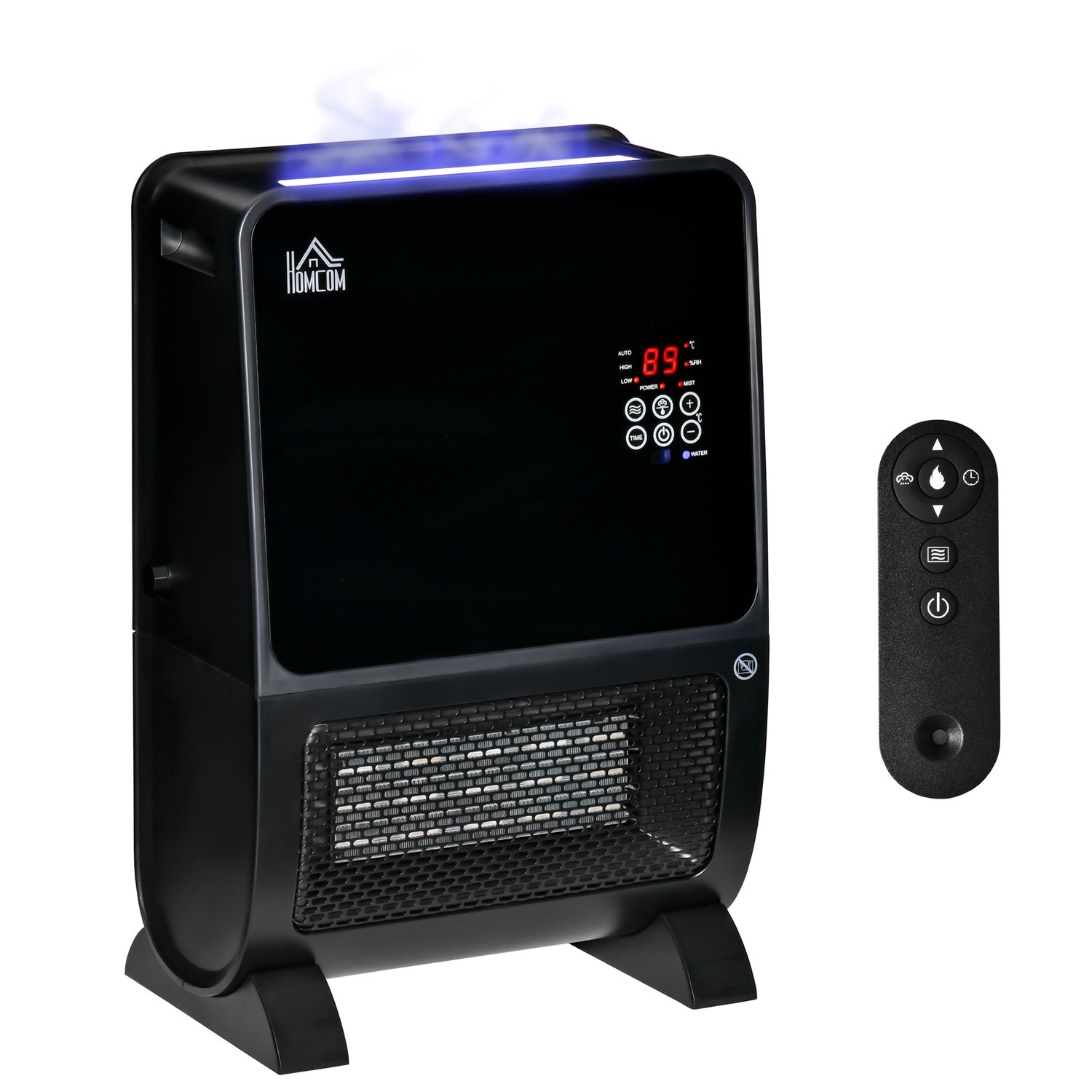 Elektrisk 2-i-1 värmefläkt och luftfuktare, fjärrkontroll, 2000W