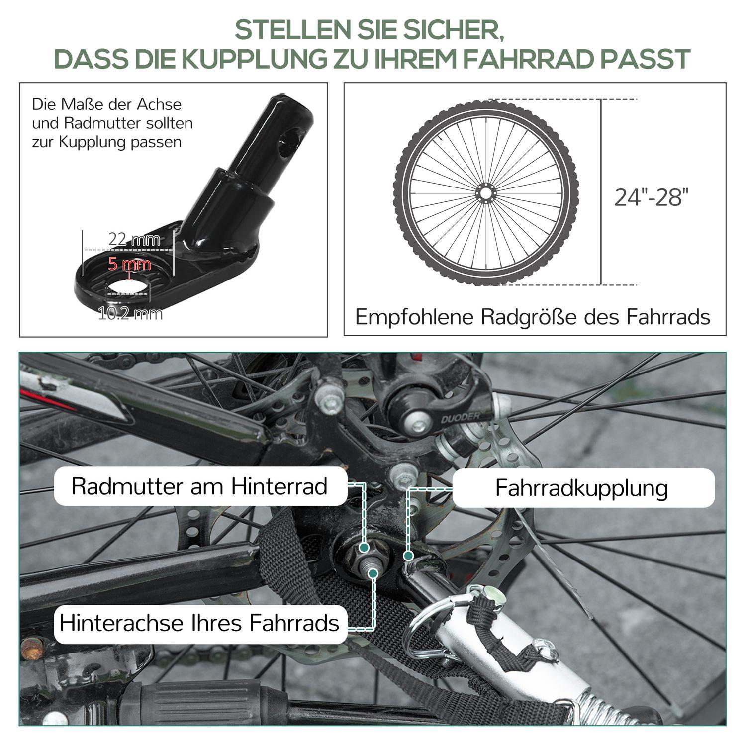 2-I-1 Cykelsläp Lastvagnstransportvagn För Cykel Med 20 Tums Pneumatiska Däck 40 Kg Lastkapacitet 130 X 64 X 64/103 Cm