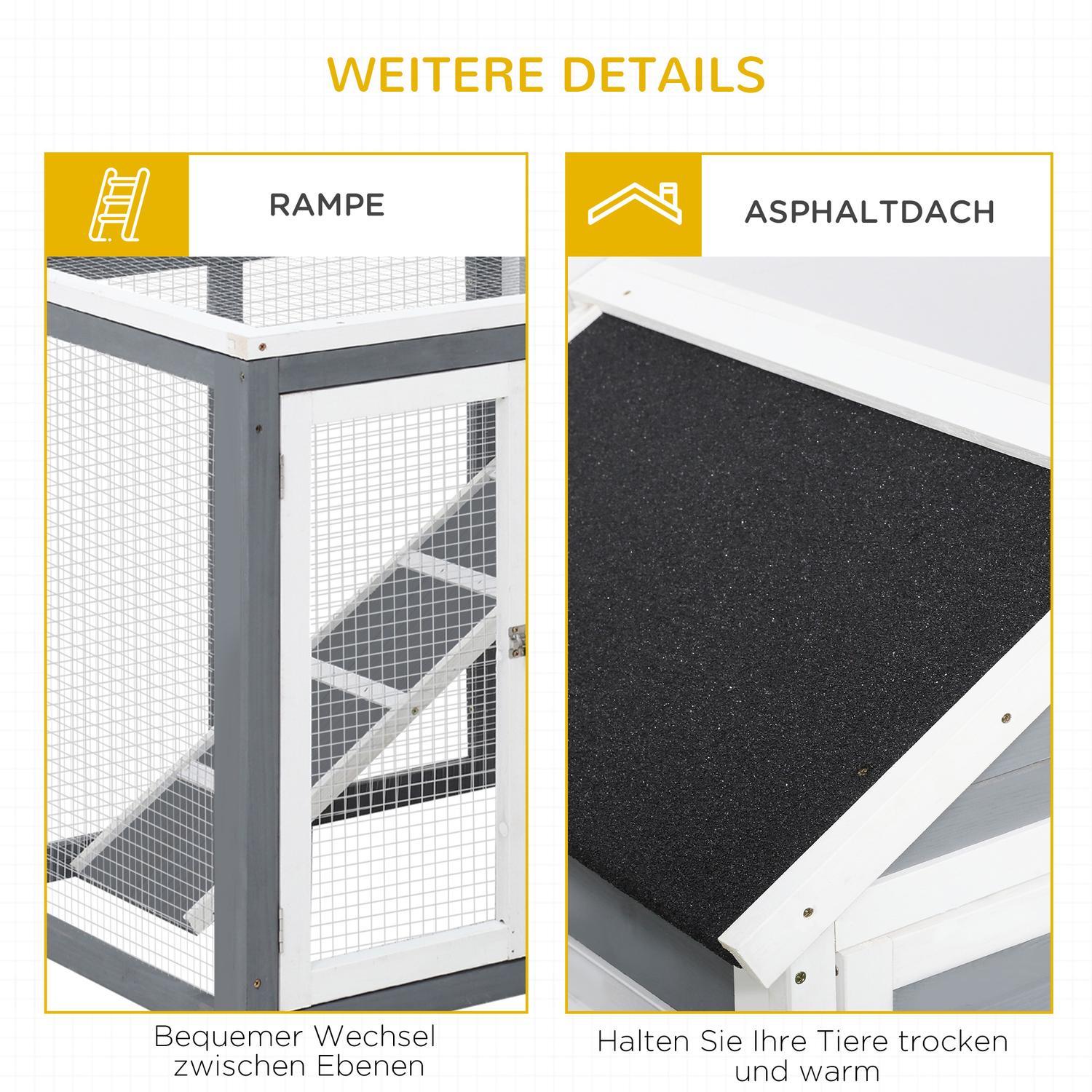 Kaninbur Smådyrbur 122X62,6X92cm Smådyrhus Dvergkaninbur Avtagbart gulvbrett og rampe